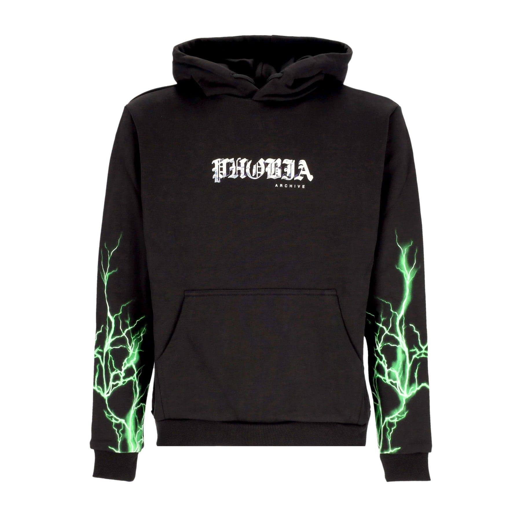 PHOBIA Felpa Leggera Cappuccio Uomo Lightning Hoodie Black/green - 4