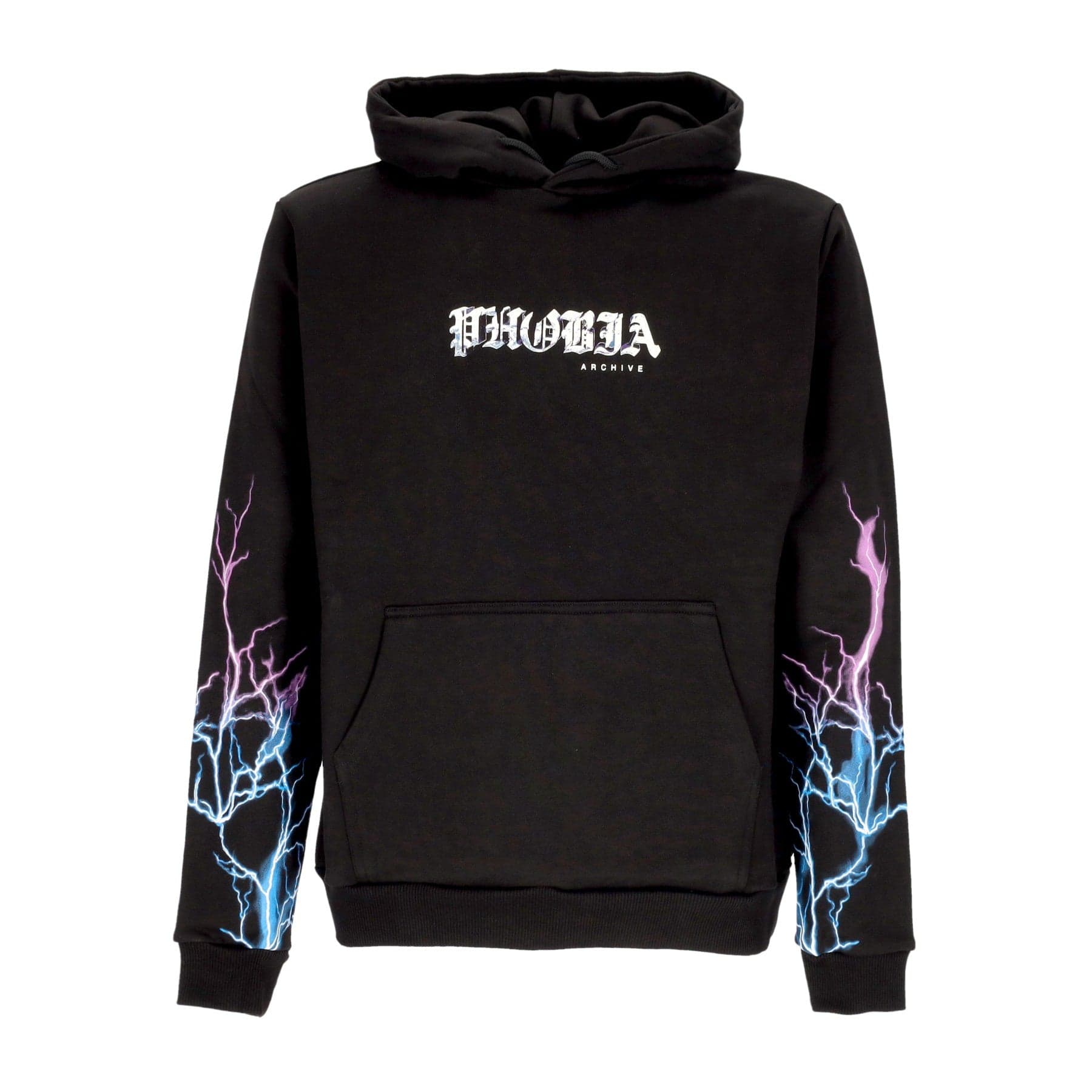 PHOBIA Felpa Leggera Cappuccio Uomo Lightning Hoodie Black/blue/purple - 3
