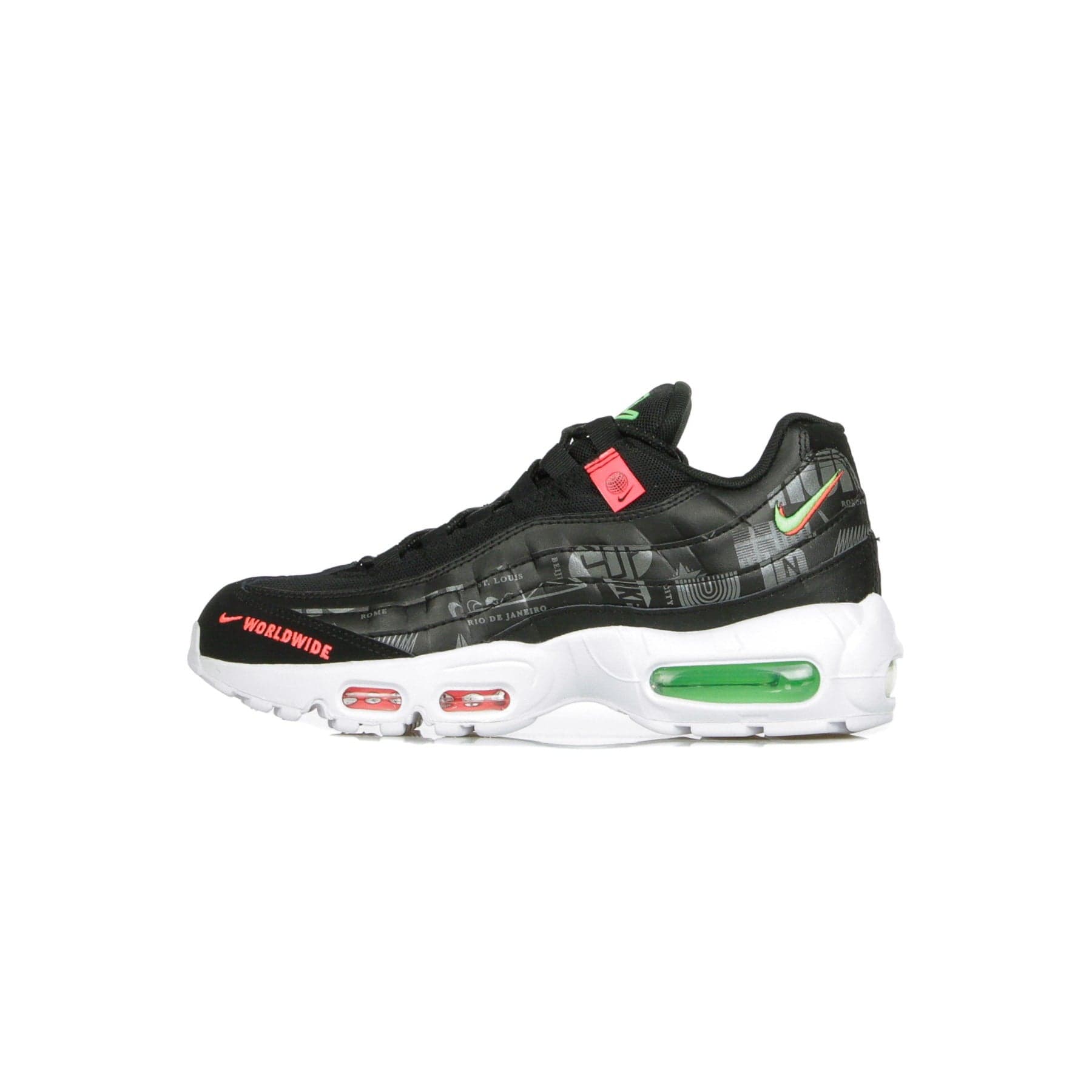 Nike Scarpa Bassa Uomo Air Max 95 Black/white/green Strike/flash Crimson - 13