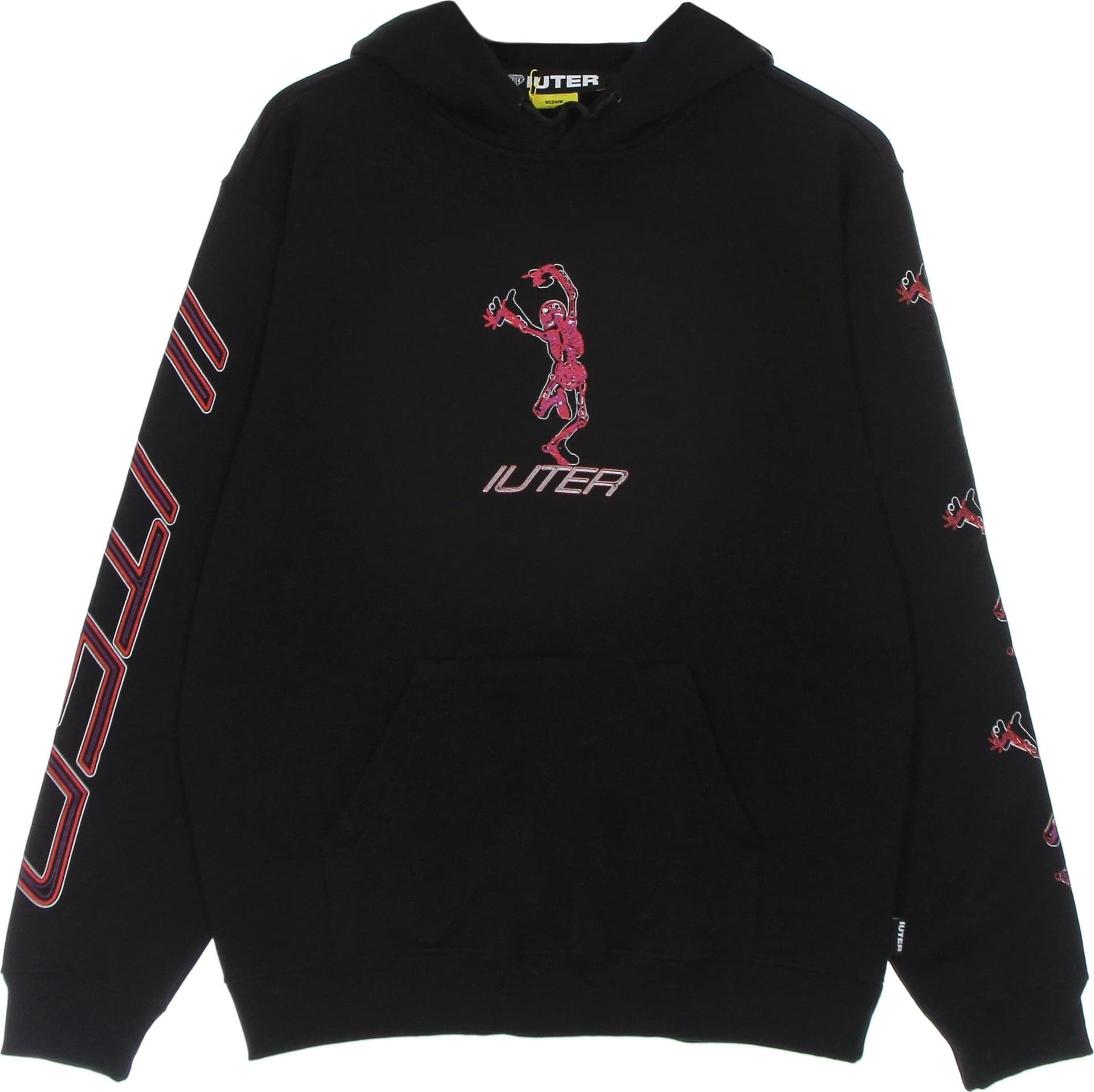 IUTER Felpa Cappuccio Uomo Skeleton Hoodie Black – XS – rosa