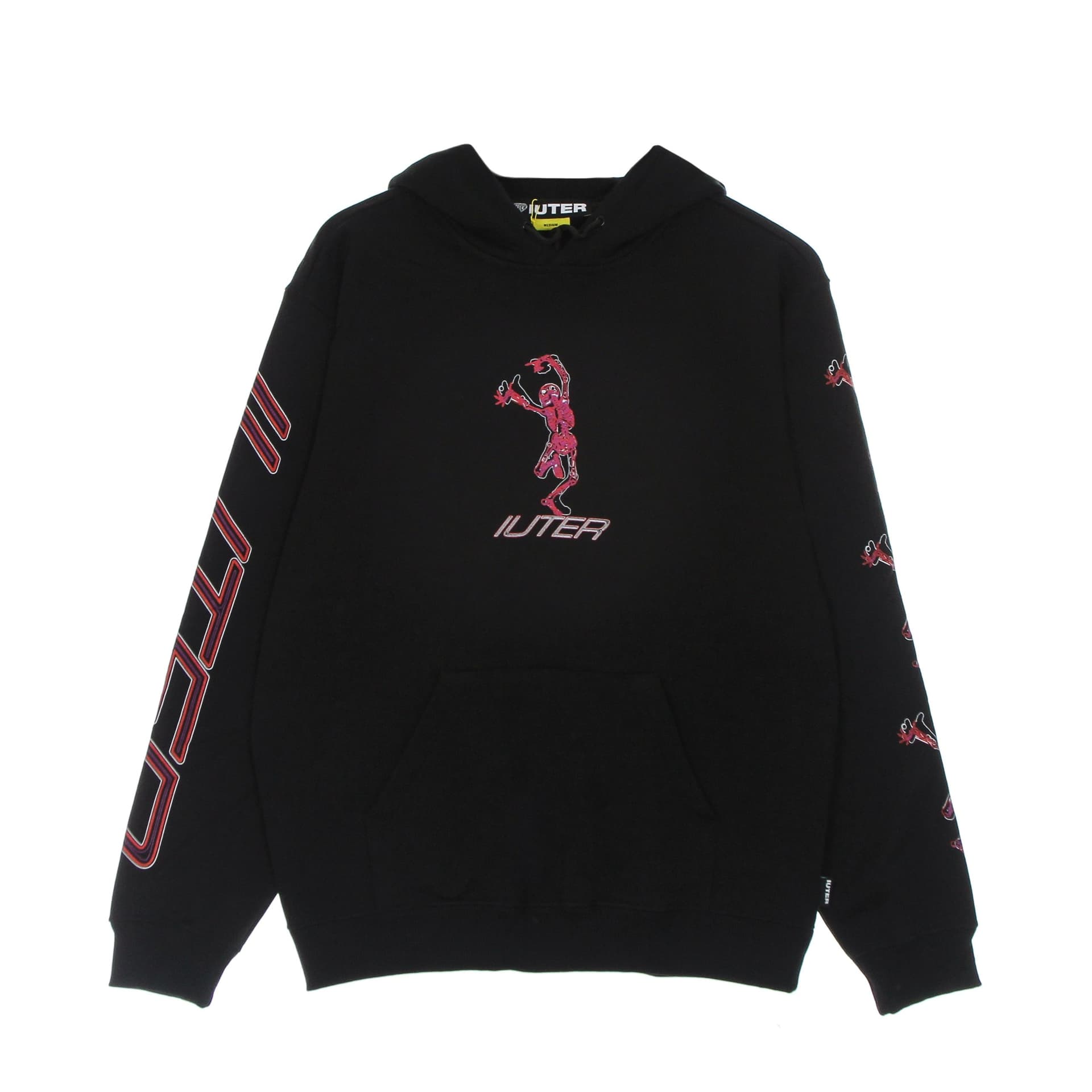 IUTER Felpa Cappuccio Uomo Skeleton Hoodie Black - 6