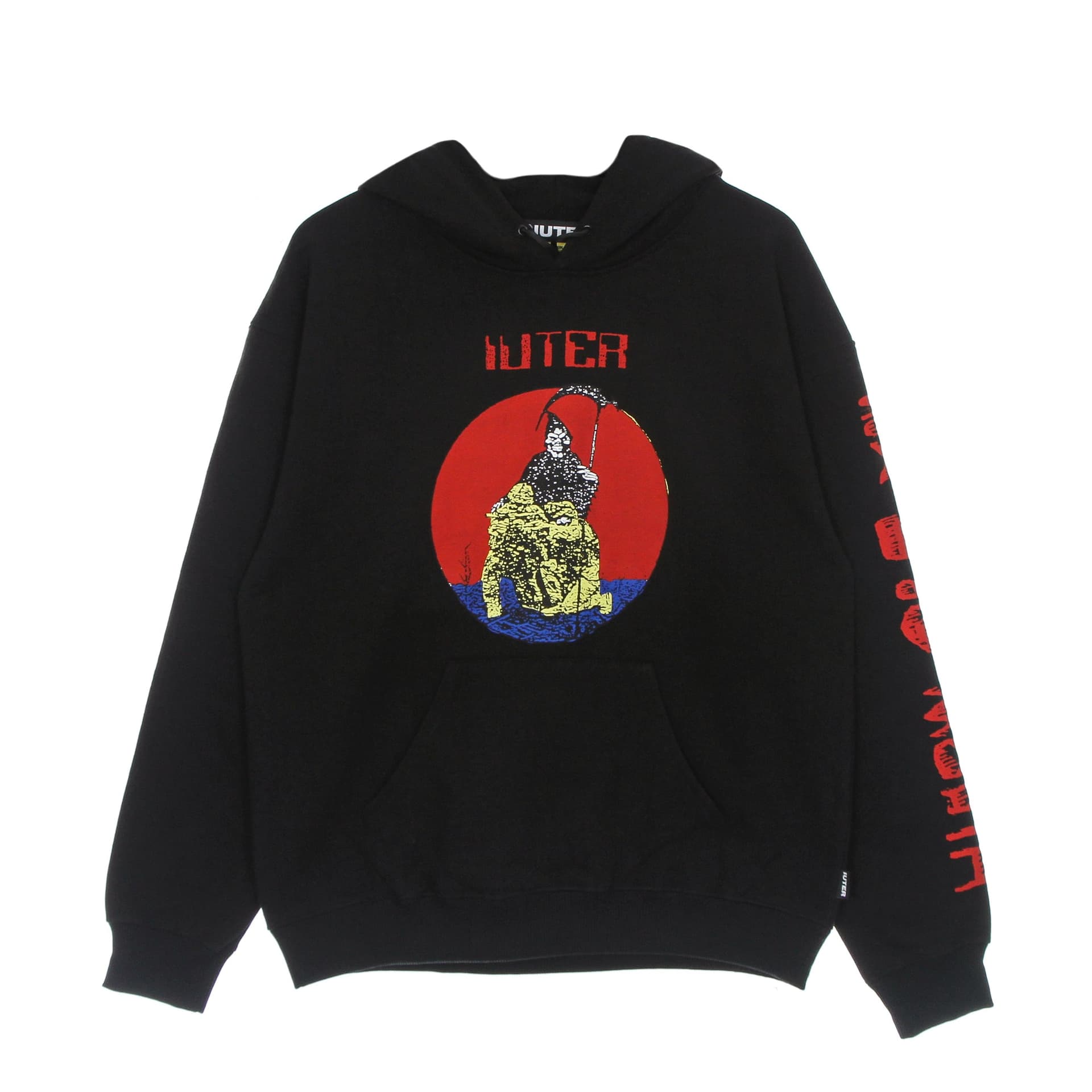 IUTER Felpa Leggera Cappuccio Uomo Demon Hoodie Black - 5