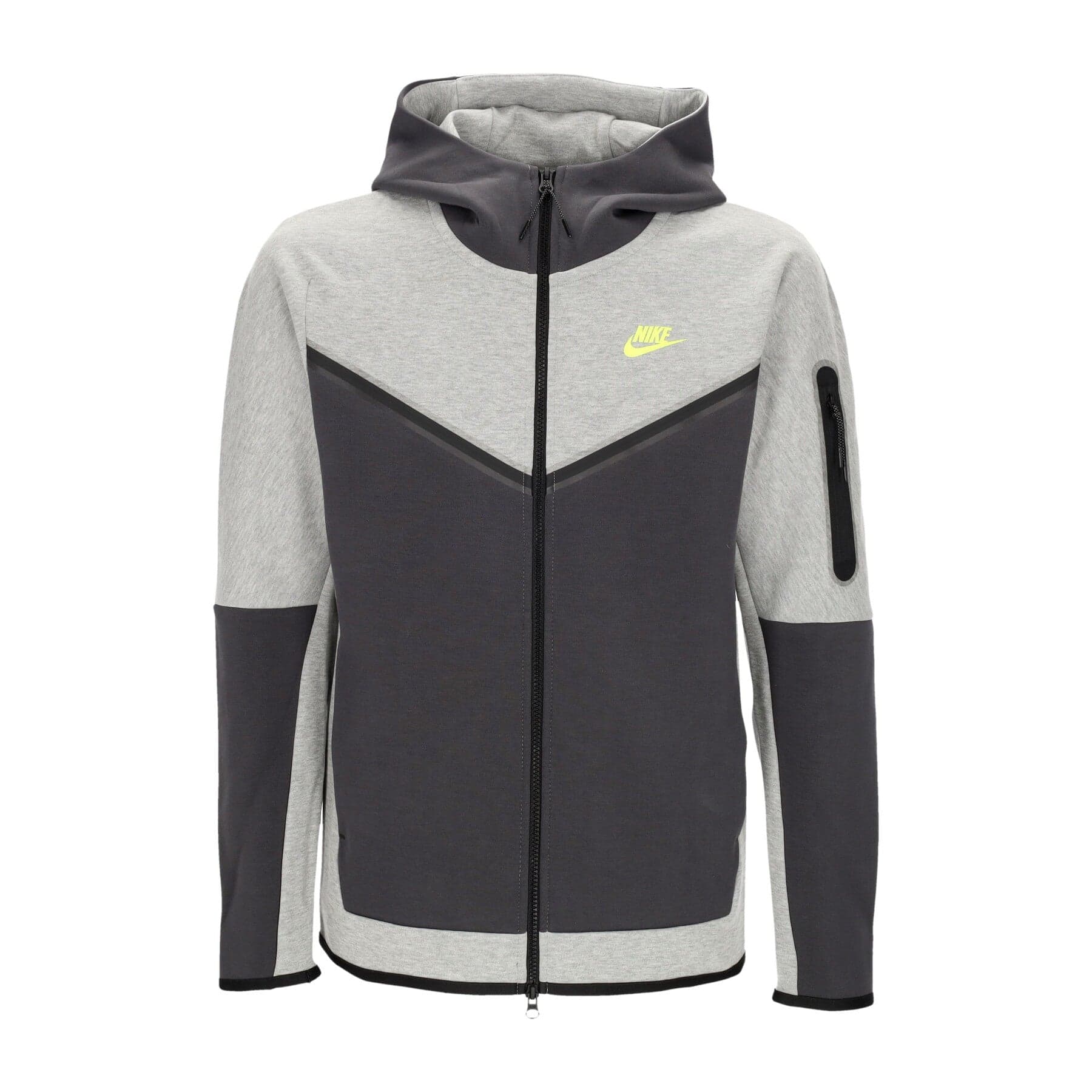 Nike Felpa Leggera Cappuccio Zip Uomo Sportswear Tech Fleece Full-zip Hoodie Dk Grey Heather/anthracite/volt - 3