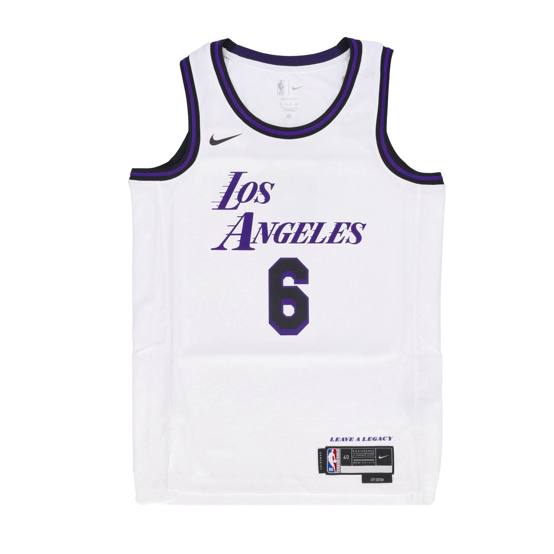 NIKE NBA Canotta Basket Uomo Nba City Edition 22 Dri-fit Swingman Jersey No 6 Lebron James Loslak White - 4