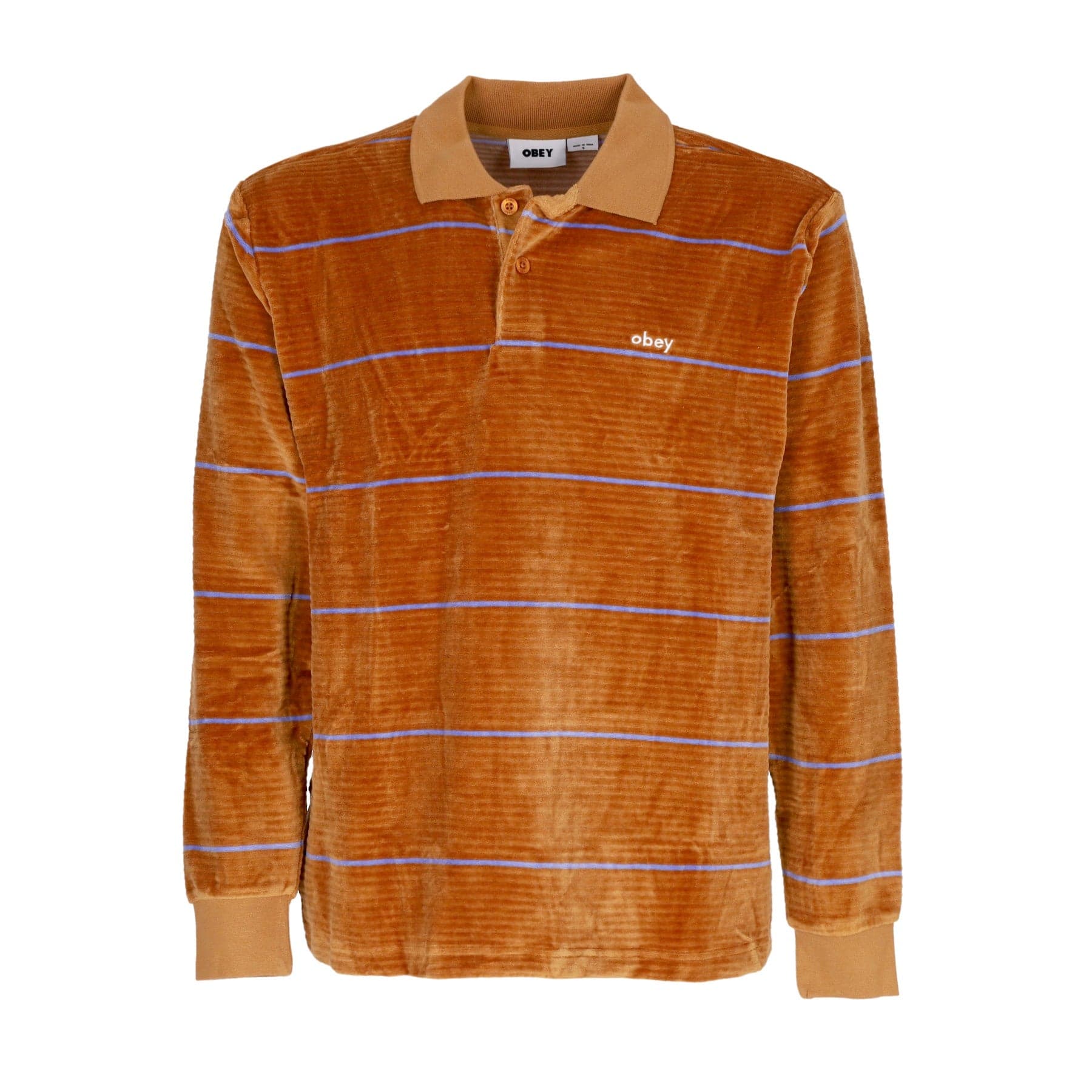 OBEY Polo Manica Lunga Uomo Fete Velour Stripe Polo L/s Brown Sugar Multi - 4