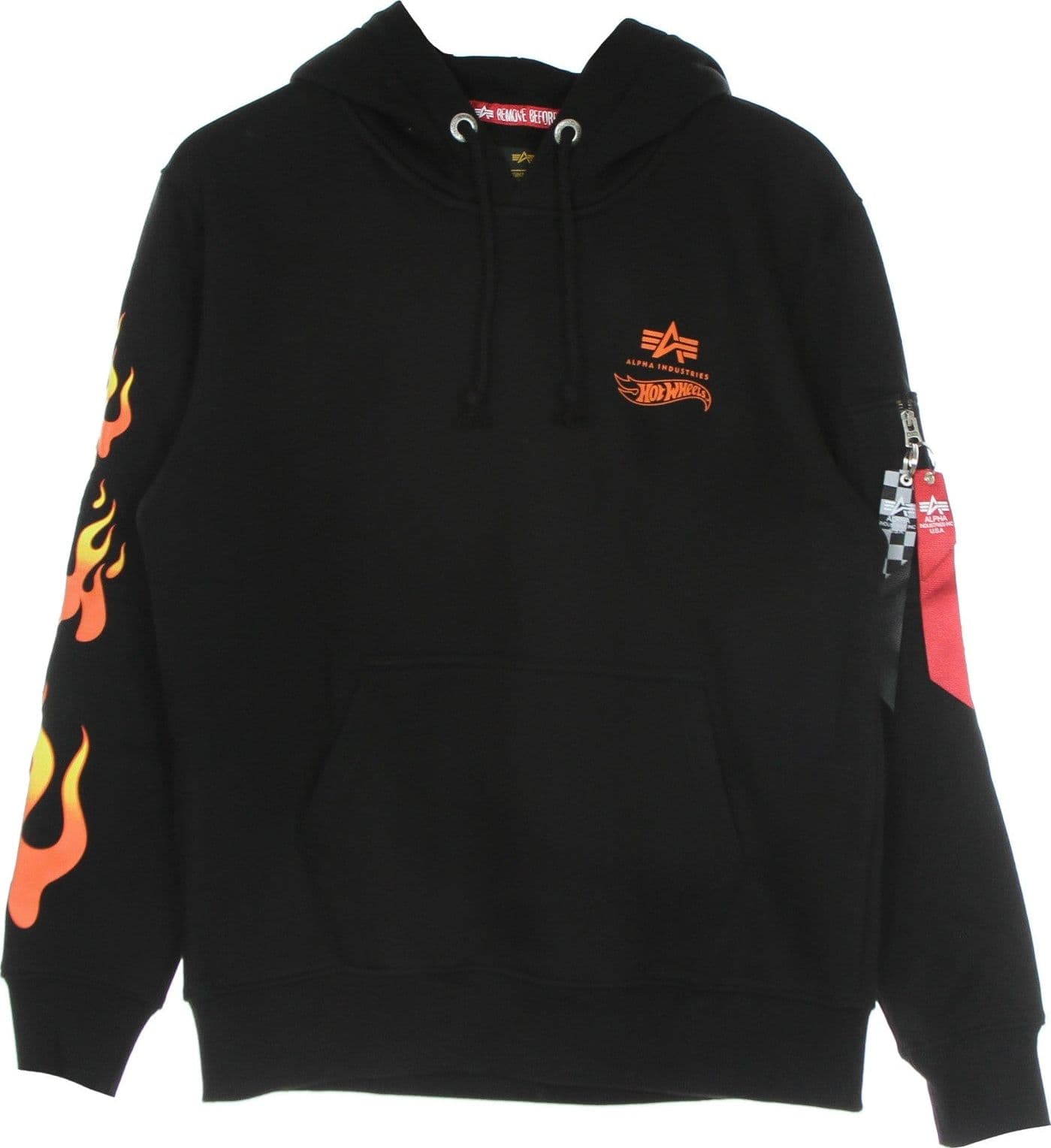 ALPHA INDUSTRIES Felpa Cappuccio Uomo Flame Hoody X Hot Wheels Black – giacca
