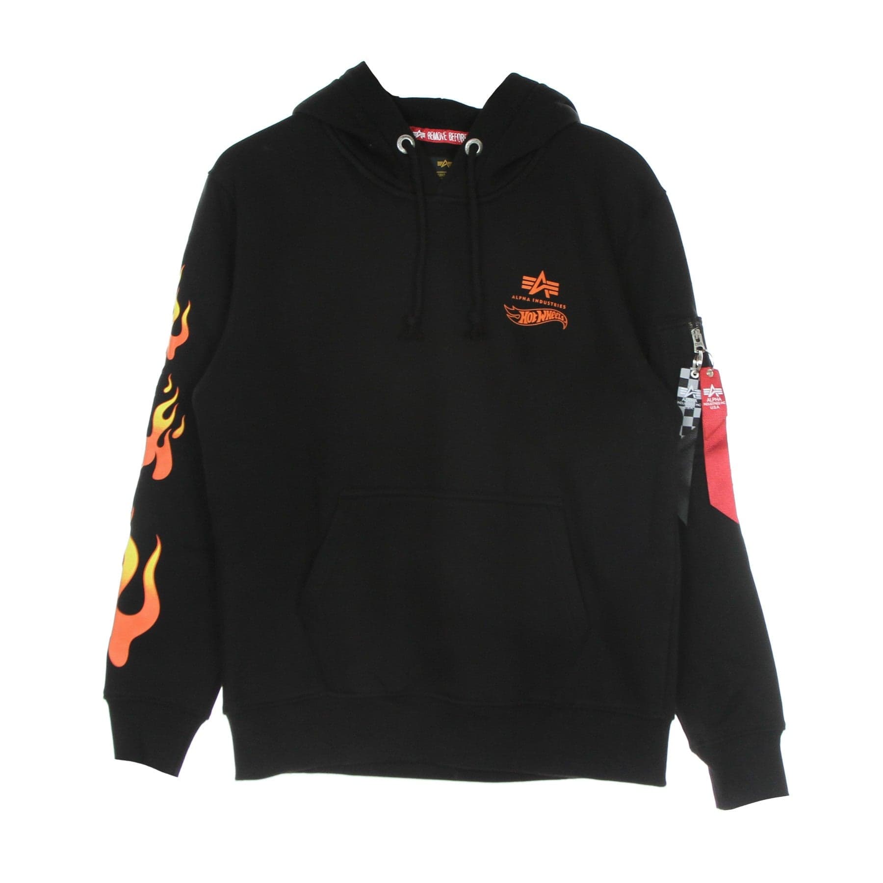 ALPHA INDUSTRIES Felpa Cappuccio Uomo Flame Hoody X Hot Wheels Black - 5