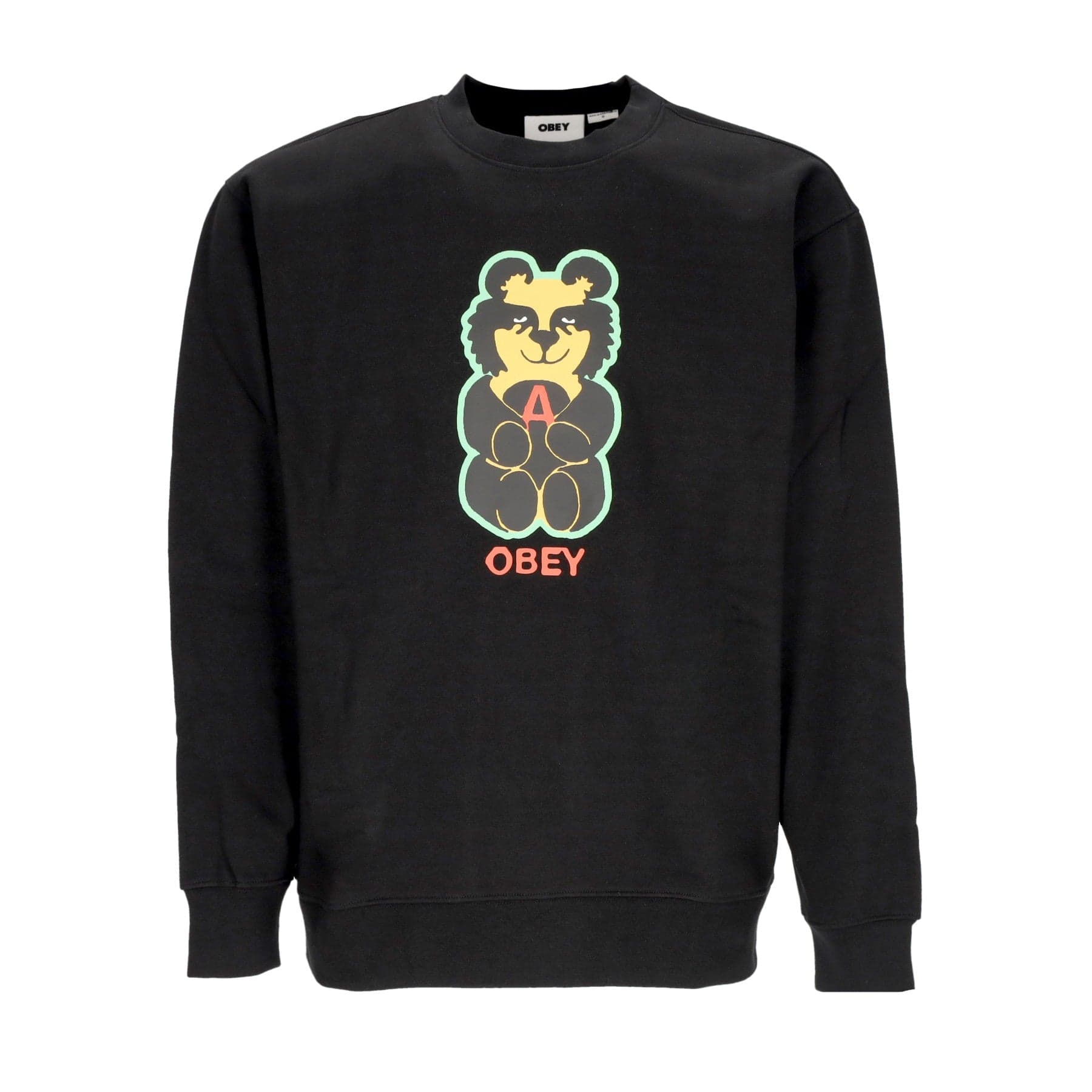 OBEY Felpa Girocollo Uomo Bear Icon Premium Crew Fleece Black - 4