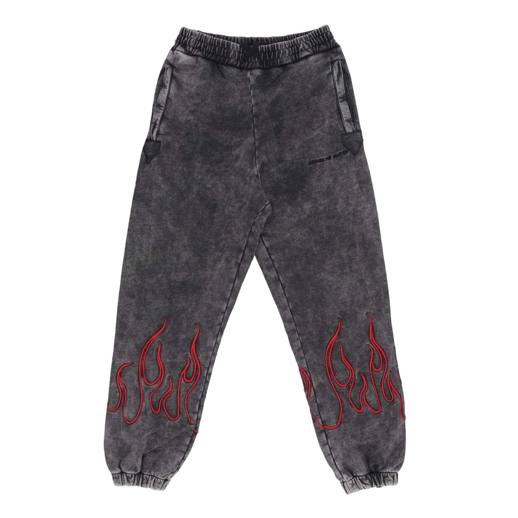VISION OF SUPER Pantalone Tuta Felpato Uomo Embroidered Flames Pants Grey/red - 5