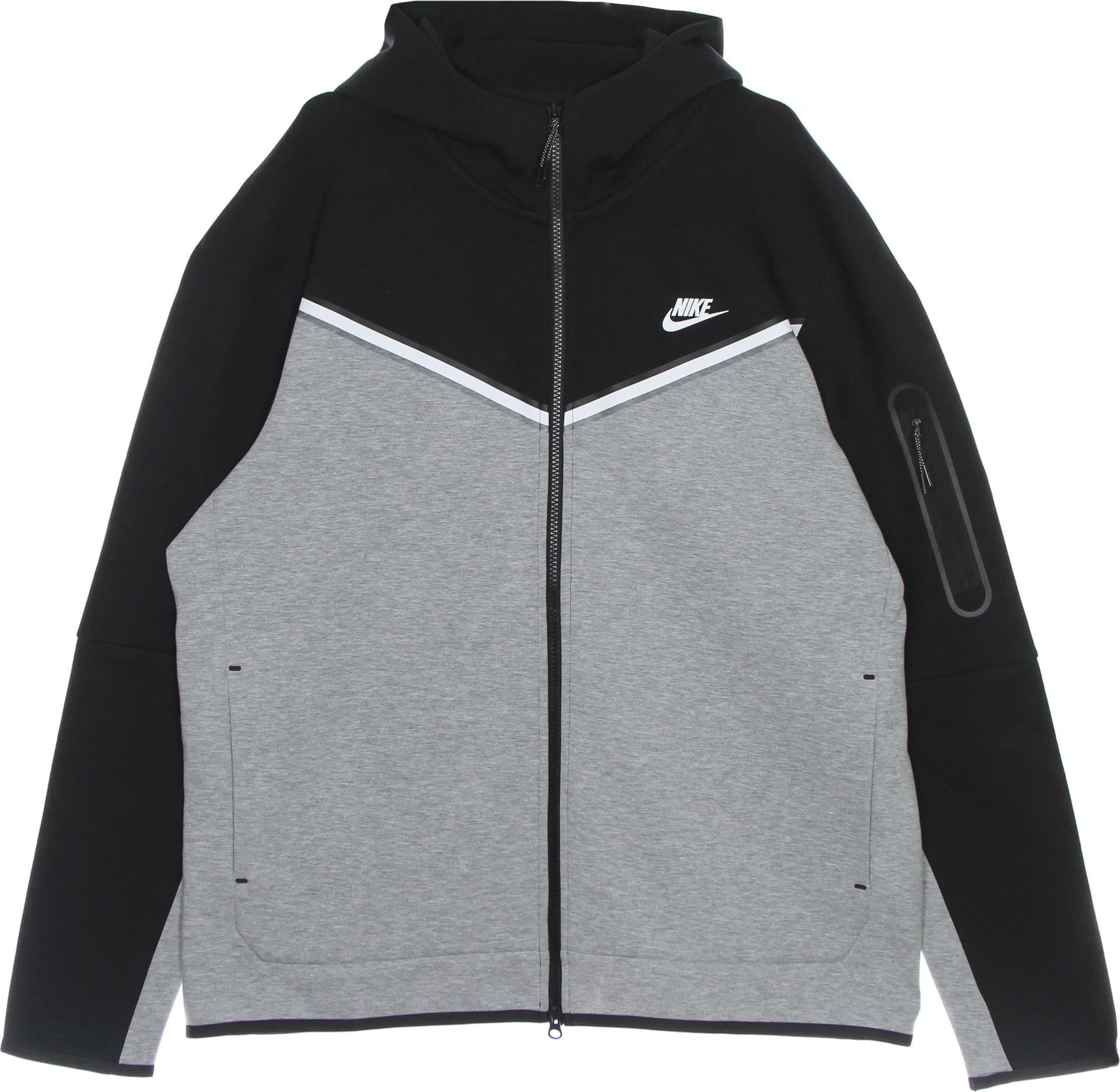 Nike Felpa Leggera Cappuccio Zip Uomo Sportswear Tech Fleece Hoodie Black/dk Grey Heather/white – XL – giacca