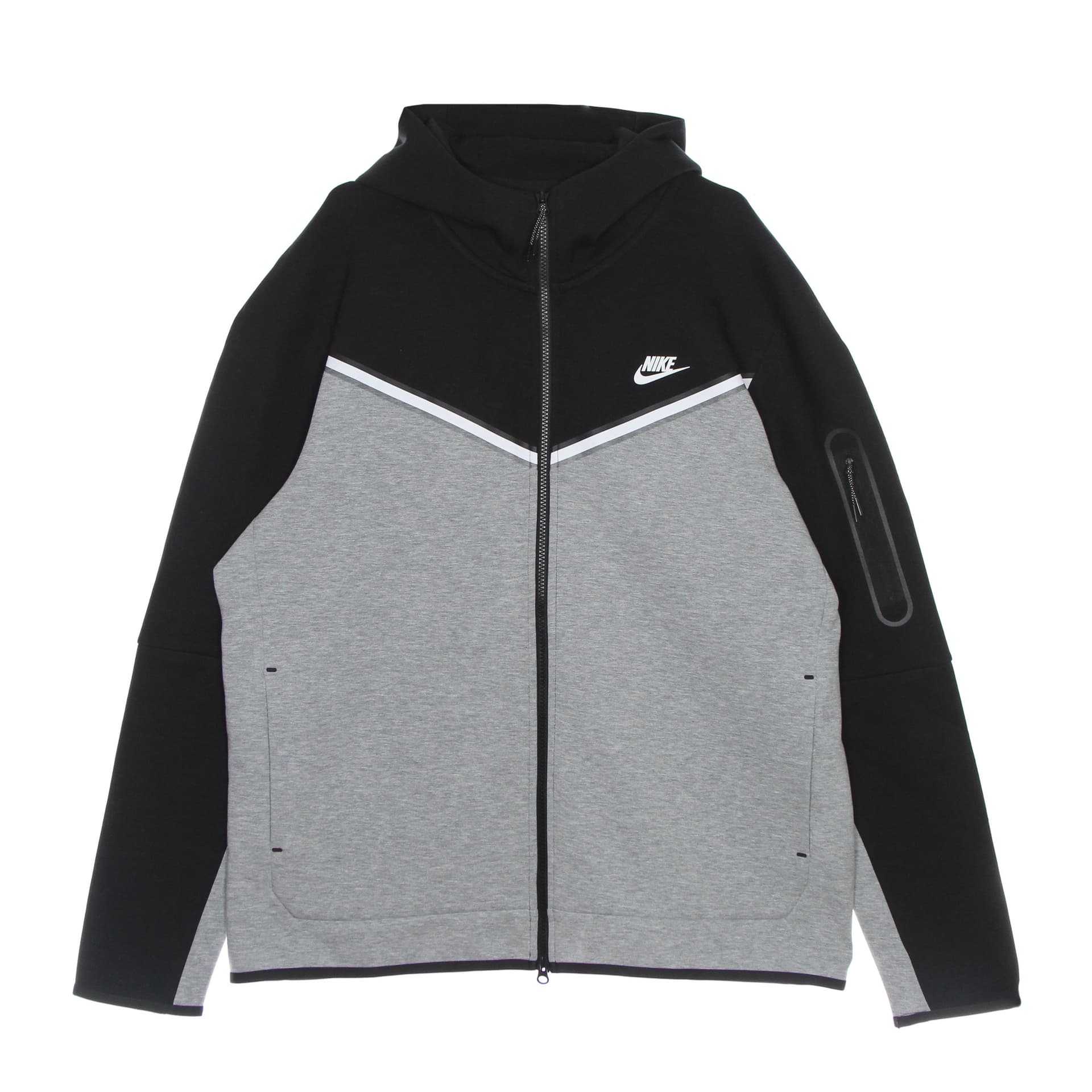 Nike Felpa Leggera Cappuccio Zip Uomo Sportswear Tech Fleece Hoodie Black/dk Grey Heather/white - 4