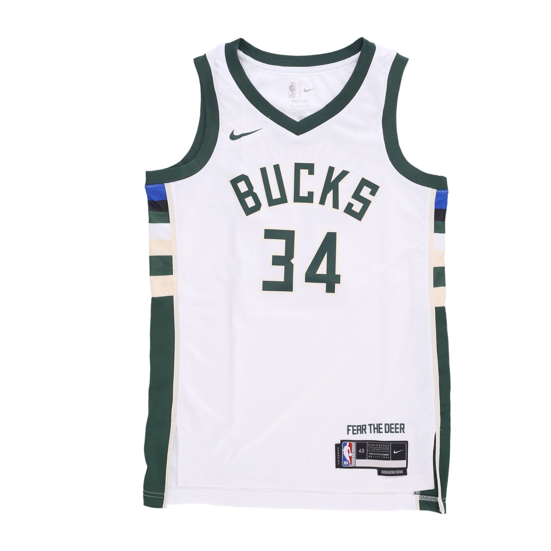 NIKE NBA Canotta Basket Uomo Nba Dri Fit Swingman Jersey No 34 Giannis Antetokounmpo Milbuc White - 3