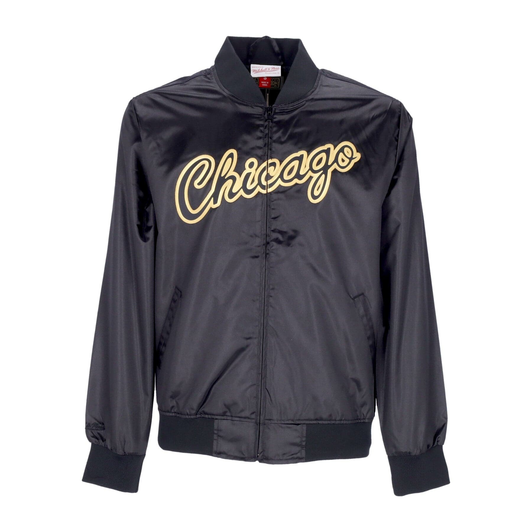 MITCHELL &amp; NESS Giacchetta Uomo Nba Big Face 4.0 Satin Jacket Hardwood Classics Chibul Black/original Team Colors - 4