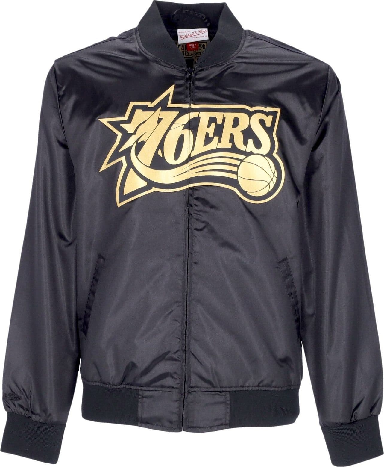 MITCHELL &amp; NESS Giacchetta Uomo Nba Big Face 4.0 Satin Jacket Hardwood Classics Phi76e Black/original Team Colors –