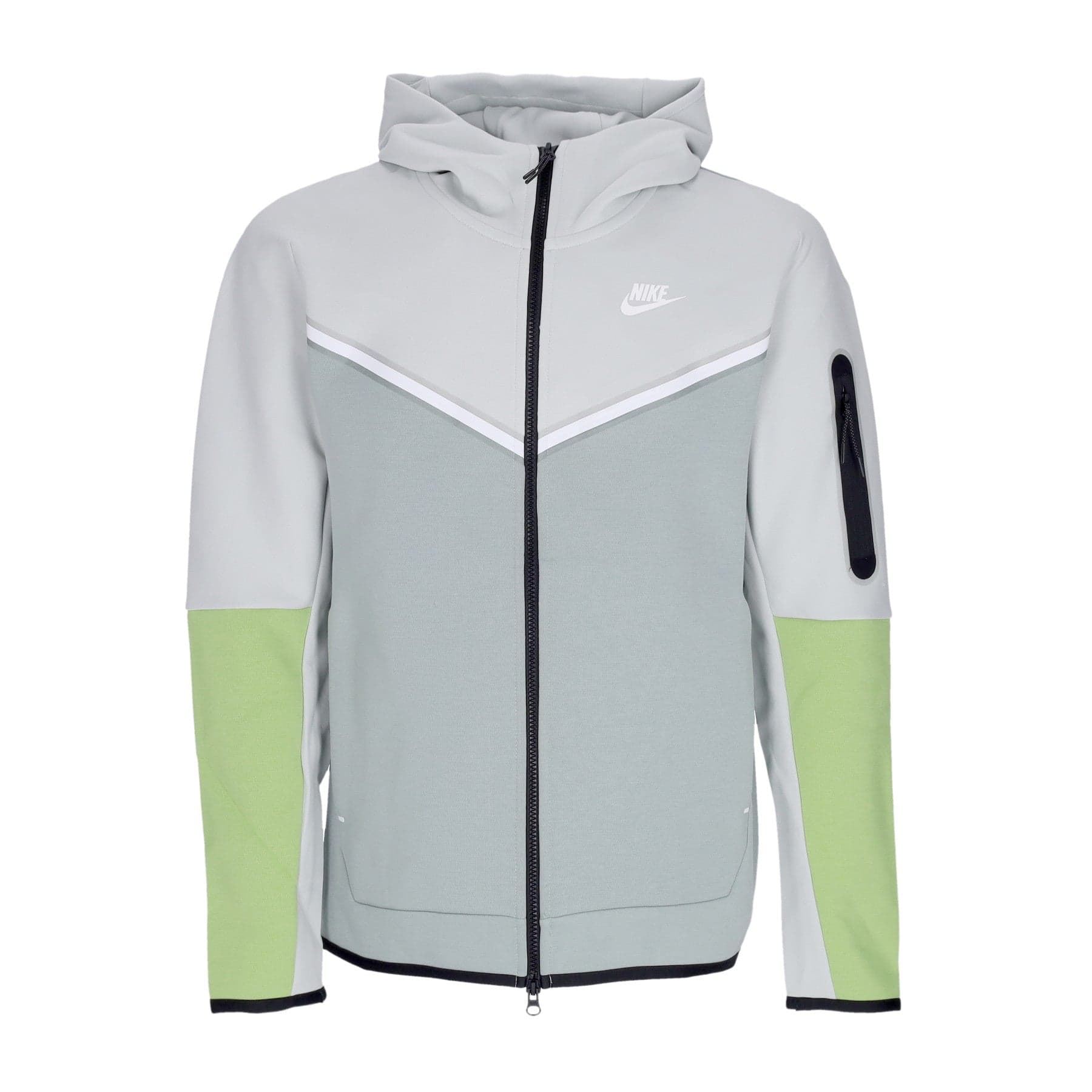 Nike Felpa Leggera Cappuccio Zip Uomo Sportswear Tech Fleece Hoodie Light Silver/dusty Sage/white - 5