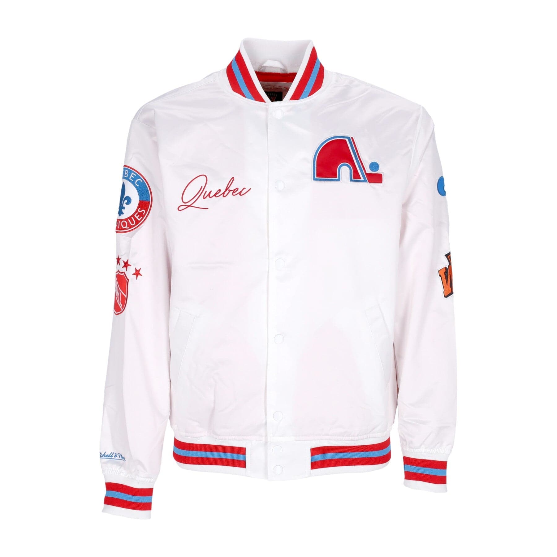 MITCHELL &amp; NESS Giubbotto Bomber Uomo Nhl Hometown Lw Satin Jacket Quenor White - 5