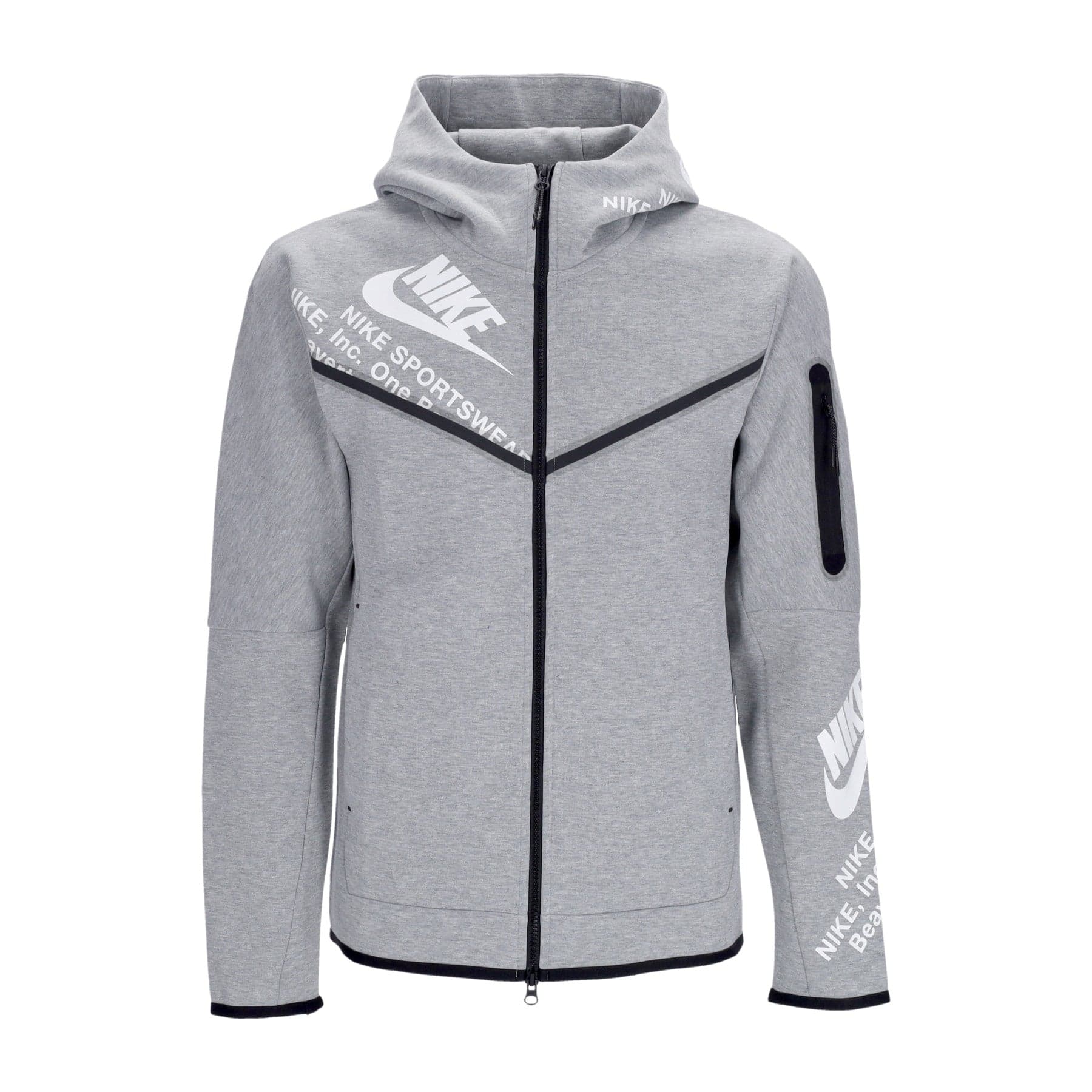 Nike Felpa Leggera Cappuccio Zip Uomo Tech Fleece Full Zip Wr Gx Hoodie Dk Grey Heather/white - 4