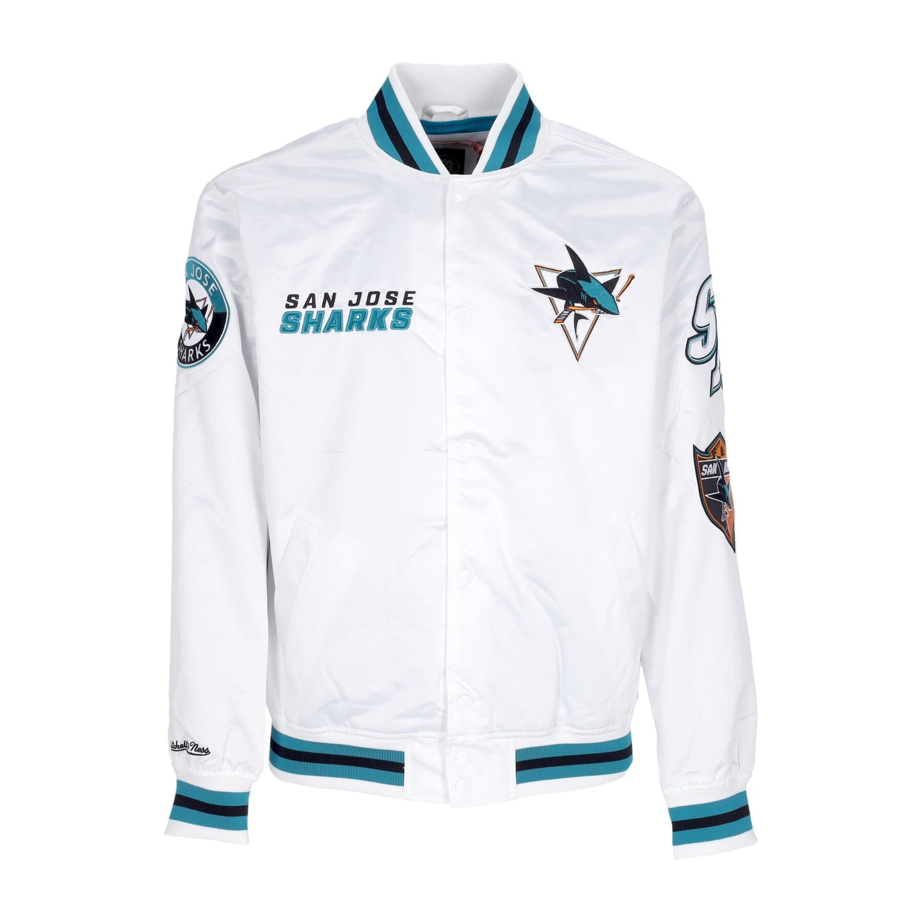 MITCHELL &amp; NESS Giubbotto Bomber Uomo Nhl Hometown Lw Satin Jacket Sajsha White - 5