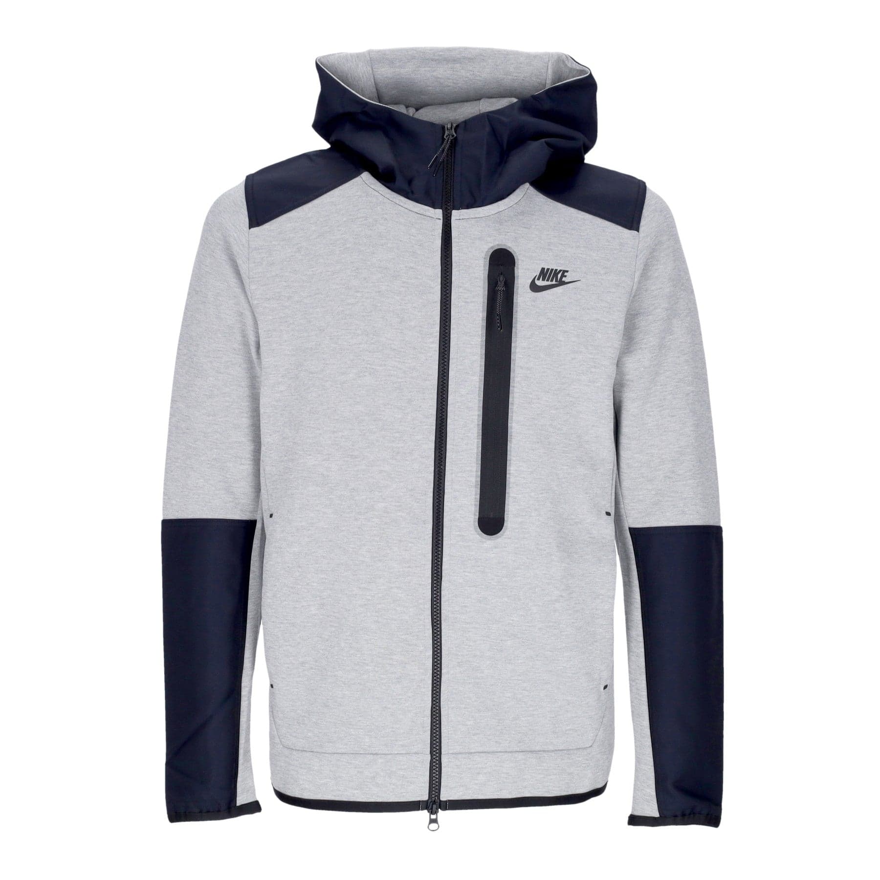 Nike Felpa Leggera Cappuccio Zip Uomo Tech Fleece Overlay Full Zip Dk Grey Heather/black/black - 4