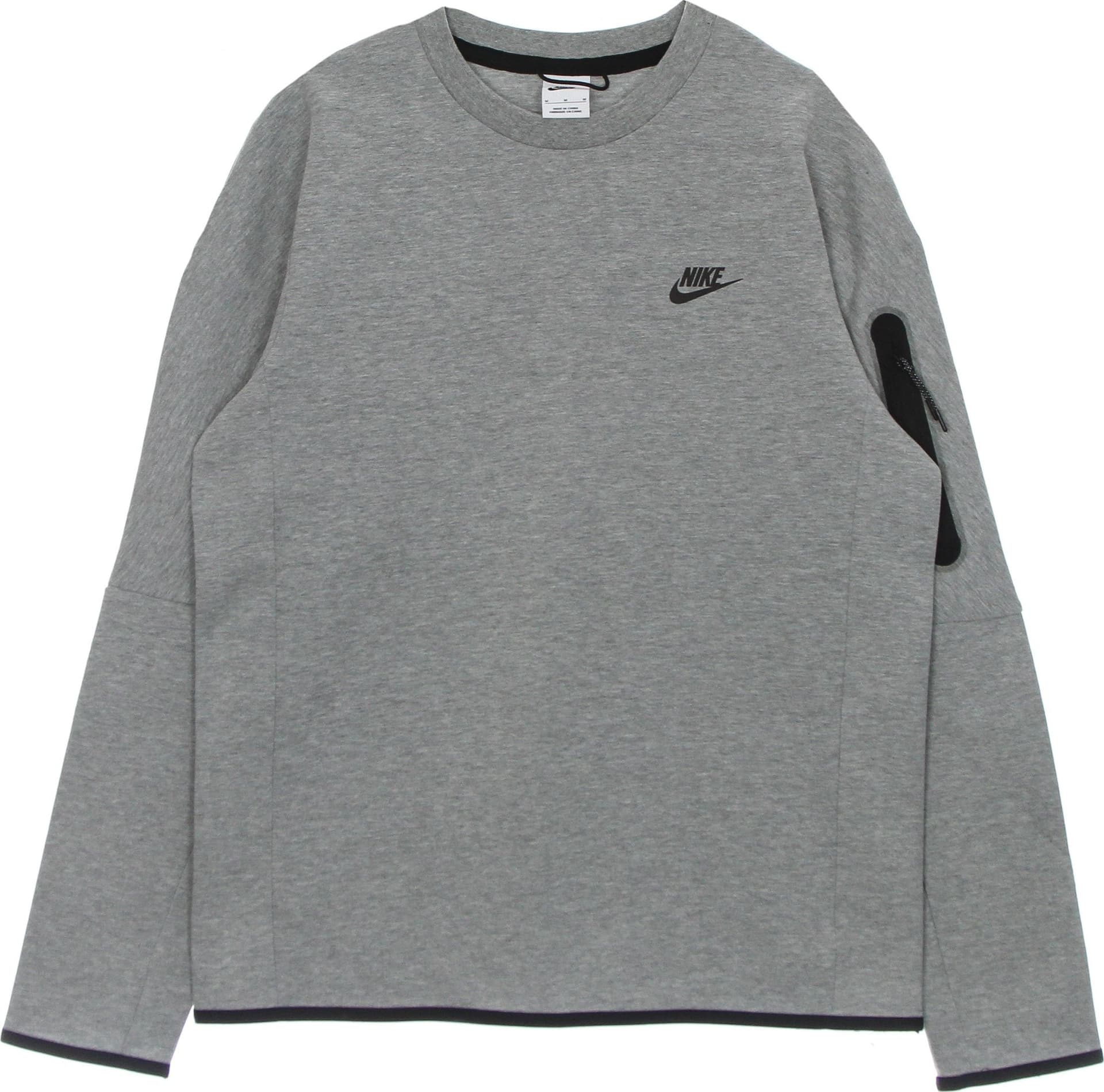 Nike Felpa Leggera Girocollo Uomo Sportswear Tech Fleece Dk Grey Heather/black – XL – grigio