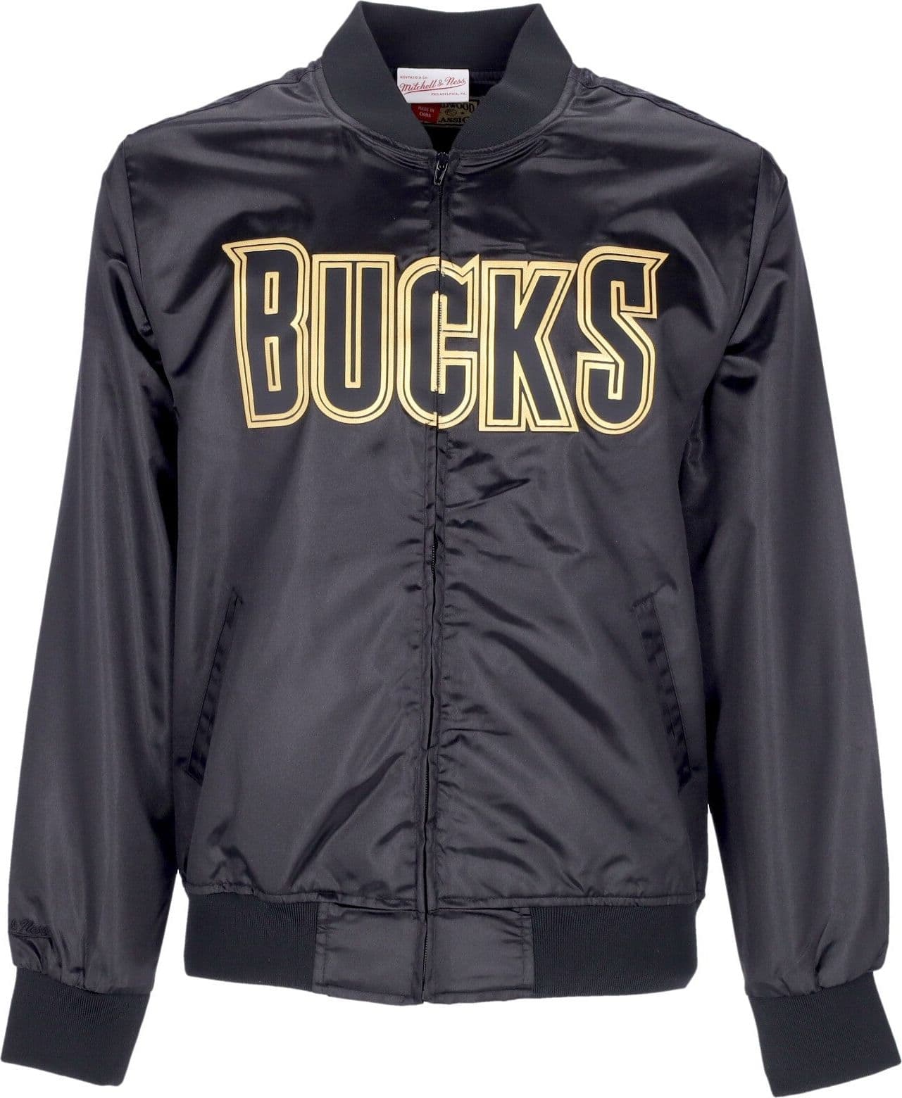 MITCHELL &amp; NESS Giacchetta Uomo Nba Big Face 4.0 Satin Jacket Hardwood Classics Milbuc Black/original Team Colors - 4