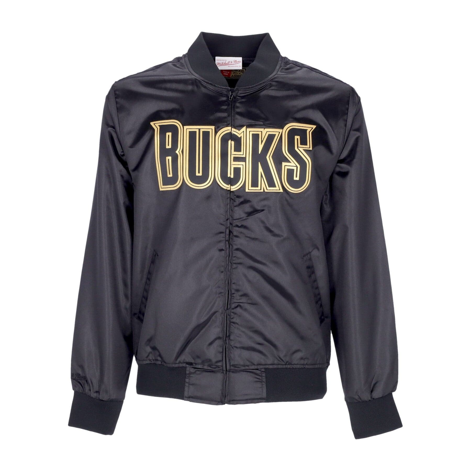 MITCHELL &amp; NESS Giacchetta Uomo Nba Big Face 4.0 Satin Jacket Hardwood Classics Milbuc Black/original Team Colors - 4