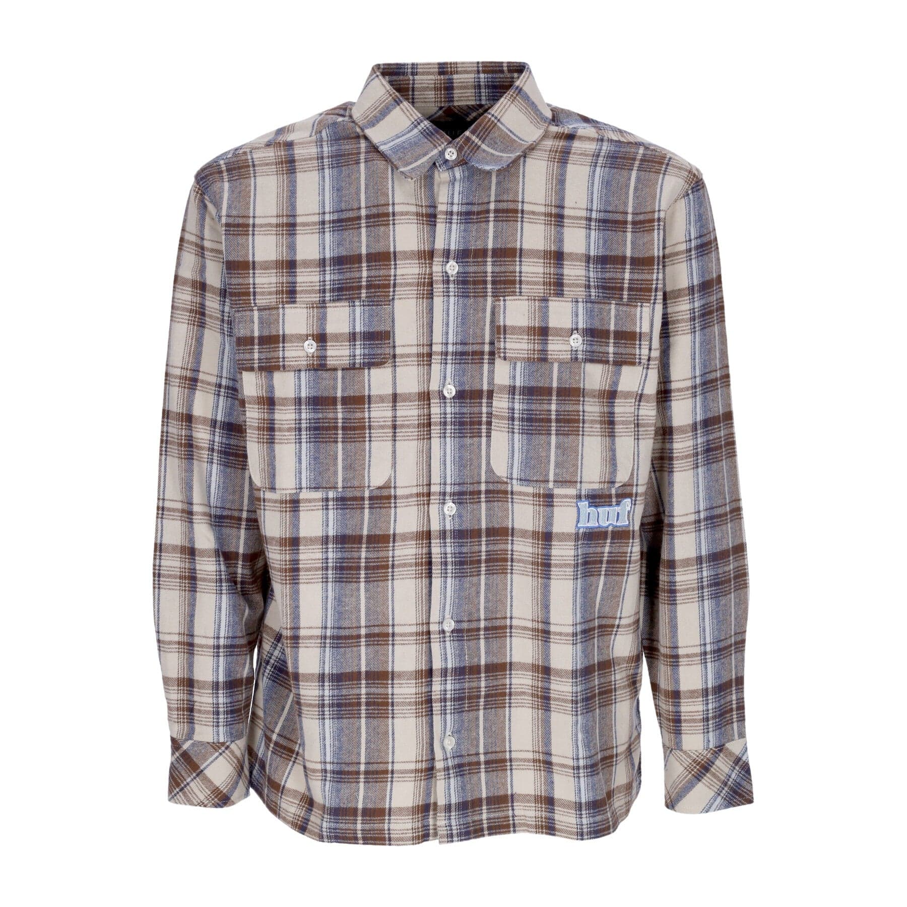 HUF Camicia Manica Lunga Uomo Banks Flannel Shirt Cream - 2