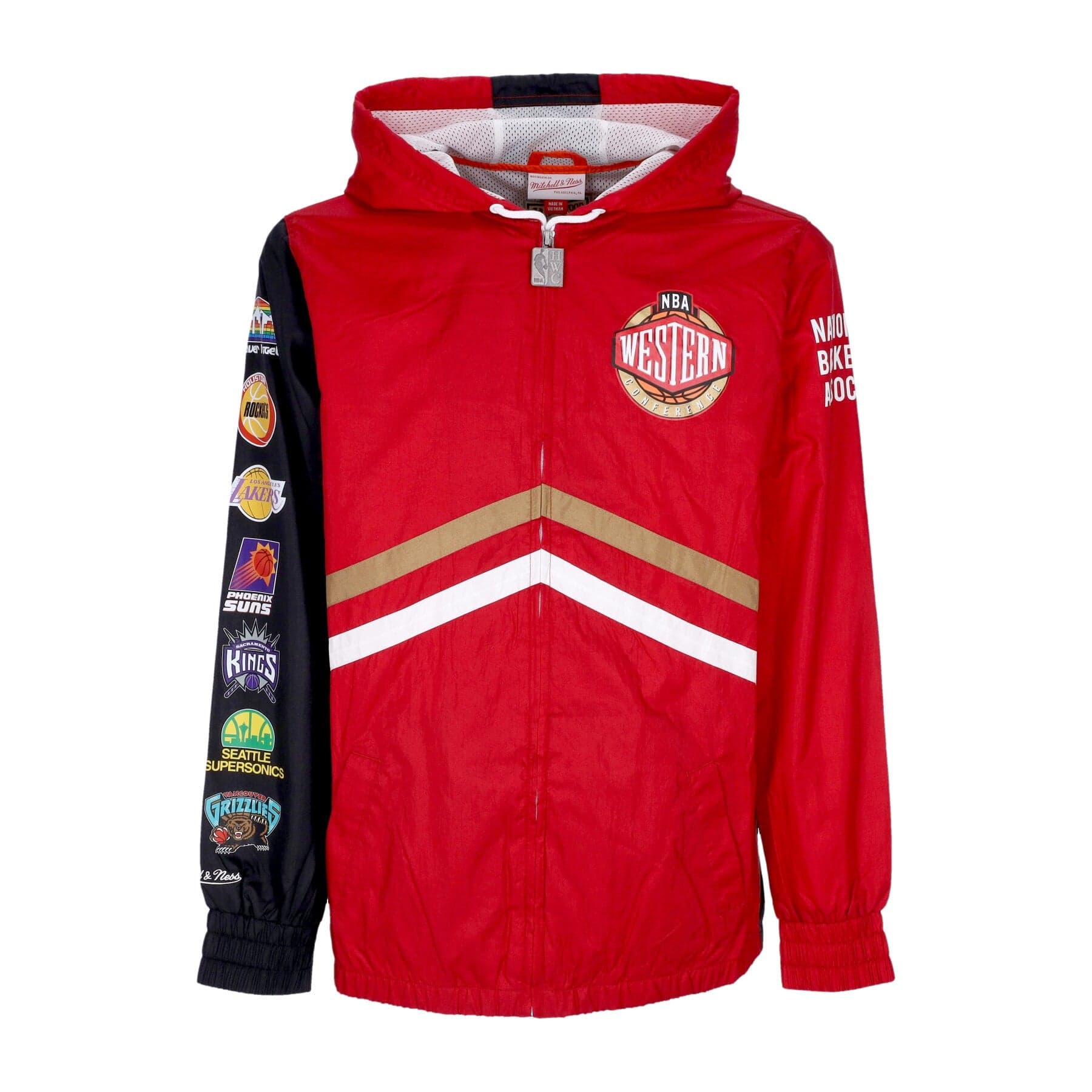 MITCHELL &amp; NESS Giacca a Vento Uomo Nba Undeniable Full Zip Windbreaker Hardwood Classics Team West Scarlet - 4