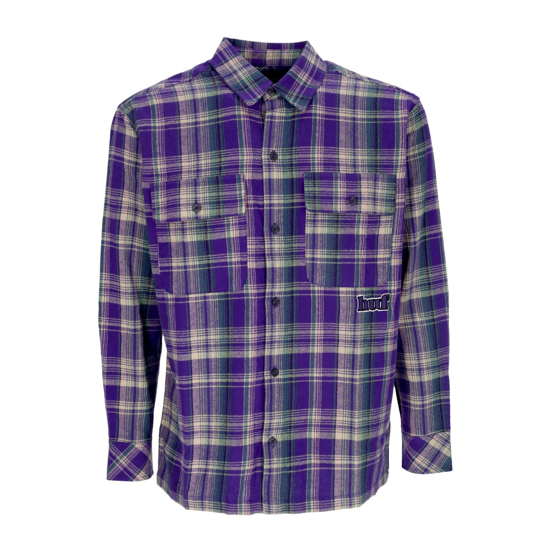 HUF Camicia Manica Lunga Uomo Banks Flannel Shirt Purple - 2