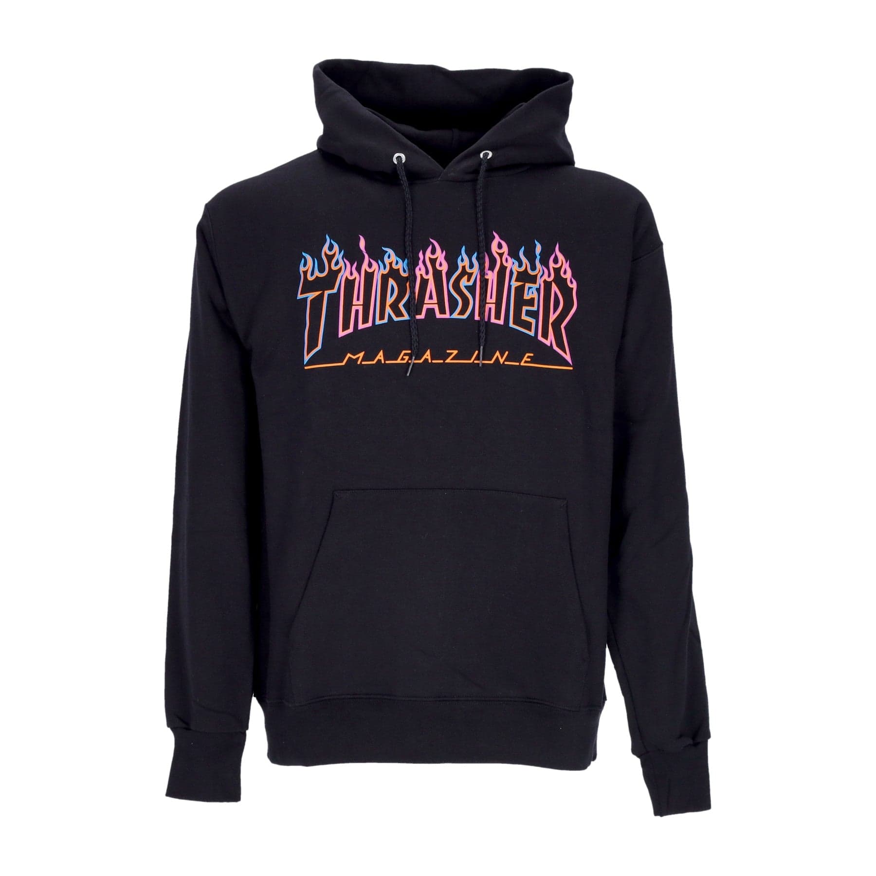 THRASHER Felpa Cappuccio Uomo Double Flame Neon Hood Black/neon - 4