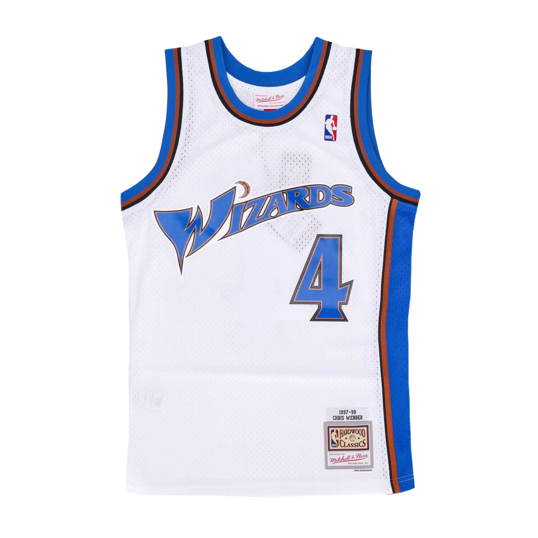 MITCHELL &amp; NESS Canotta Basket Uomo Nba Home Jersey Hardwood Classics No 4 Chris Webber 1997-98 Waswiz White/original Team Colors - 4