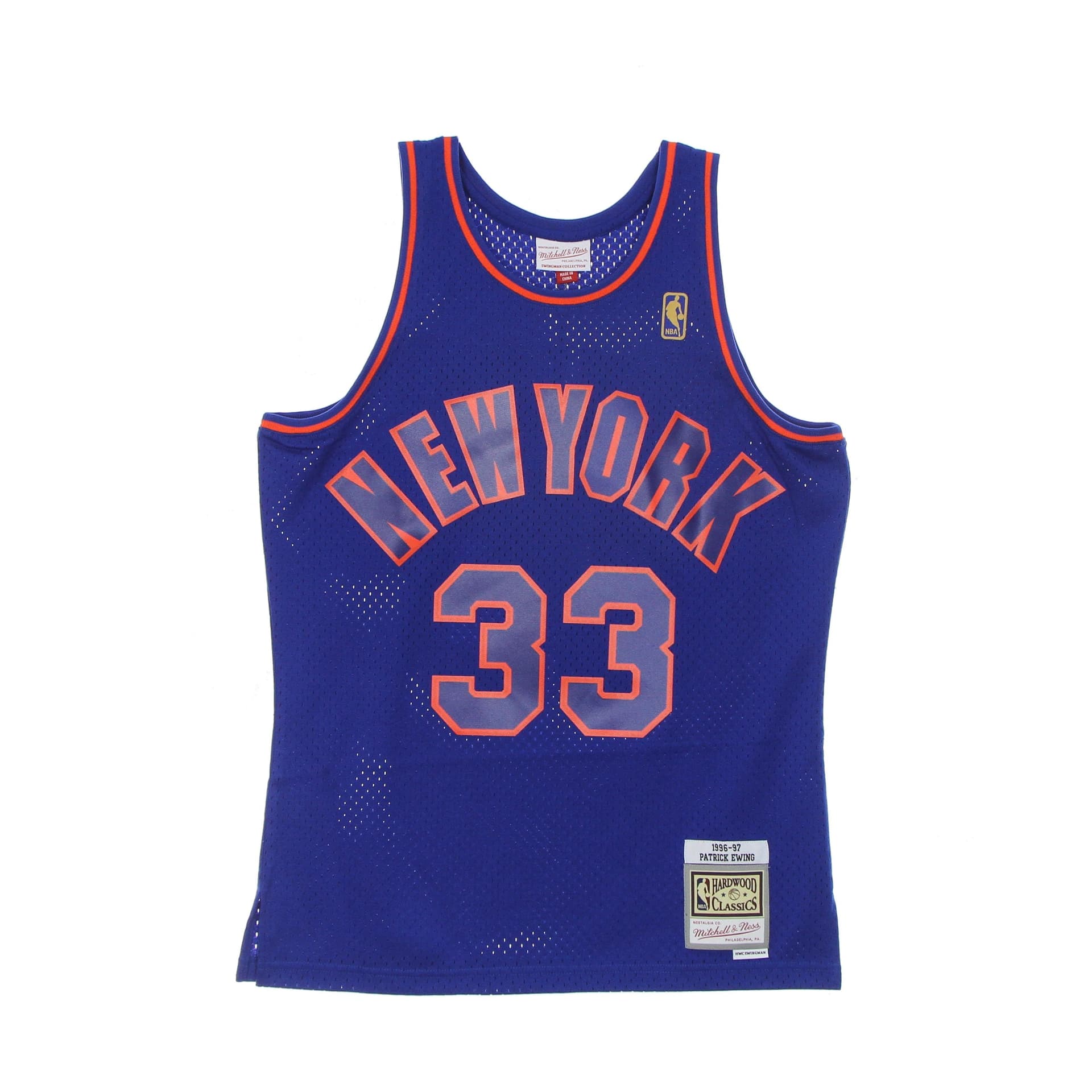 MITCHELL &amp; NESS Canotta Basket Uomo Nba Swingman Jersey Hardwood Classics No 33 Patrick Ewing 1996-97 Neykni Royal - 5