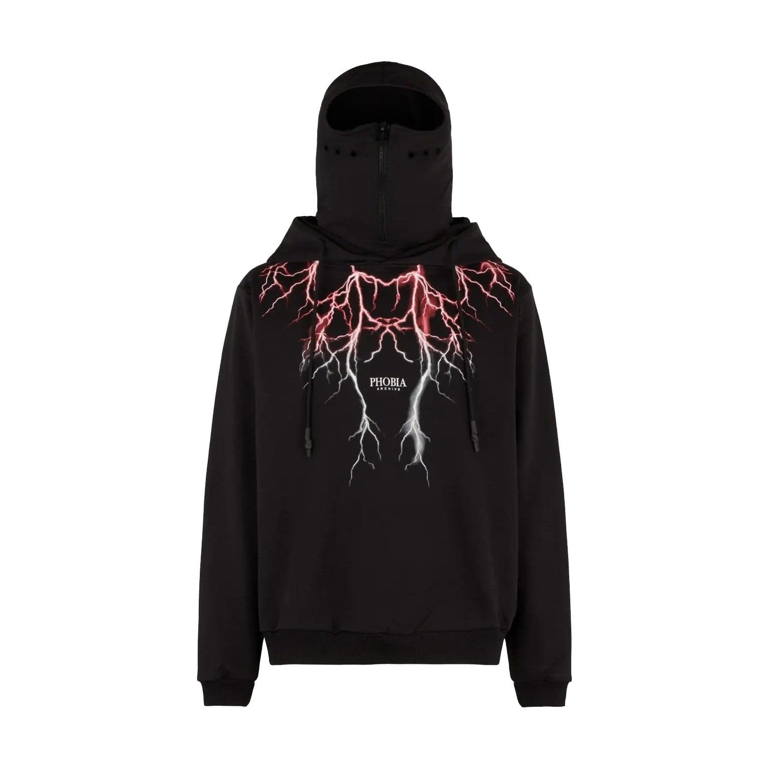 PHOBIA Felpa Leggera Cappuccio Uomo Lightning Balaclava Hoodie Black/red/grey - 4