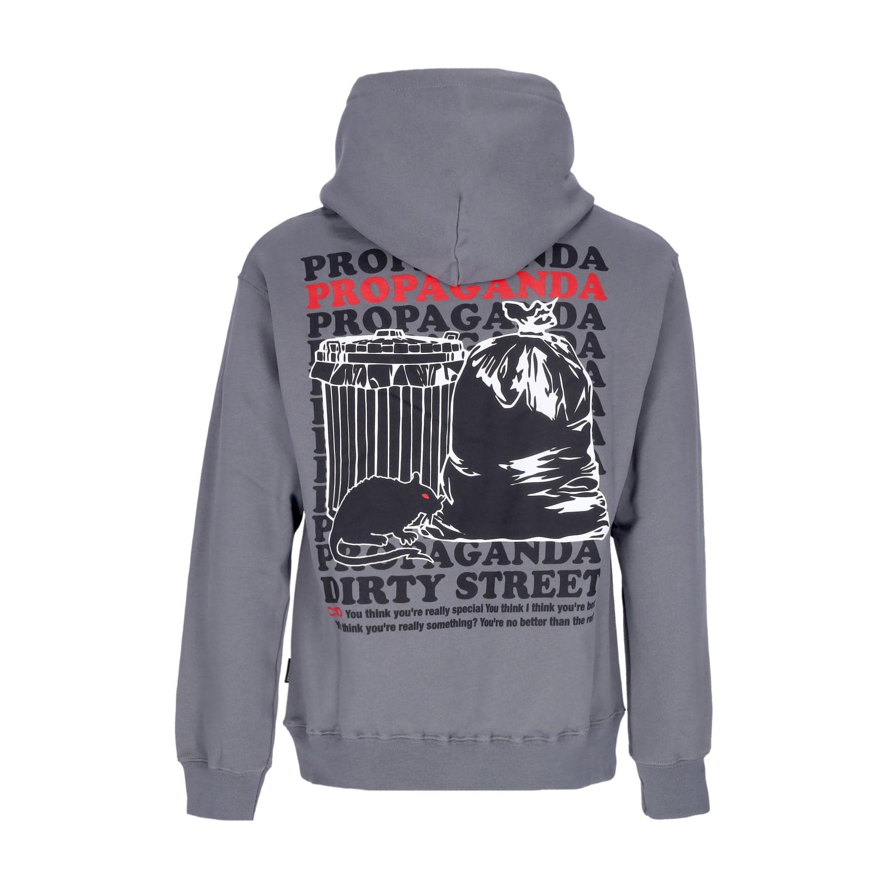 PROPAGANDA Felpa Cappuccio Uomo Trash Hoodie Grey - 3