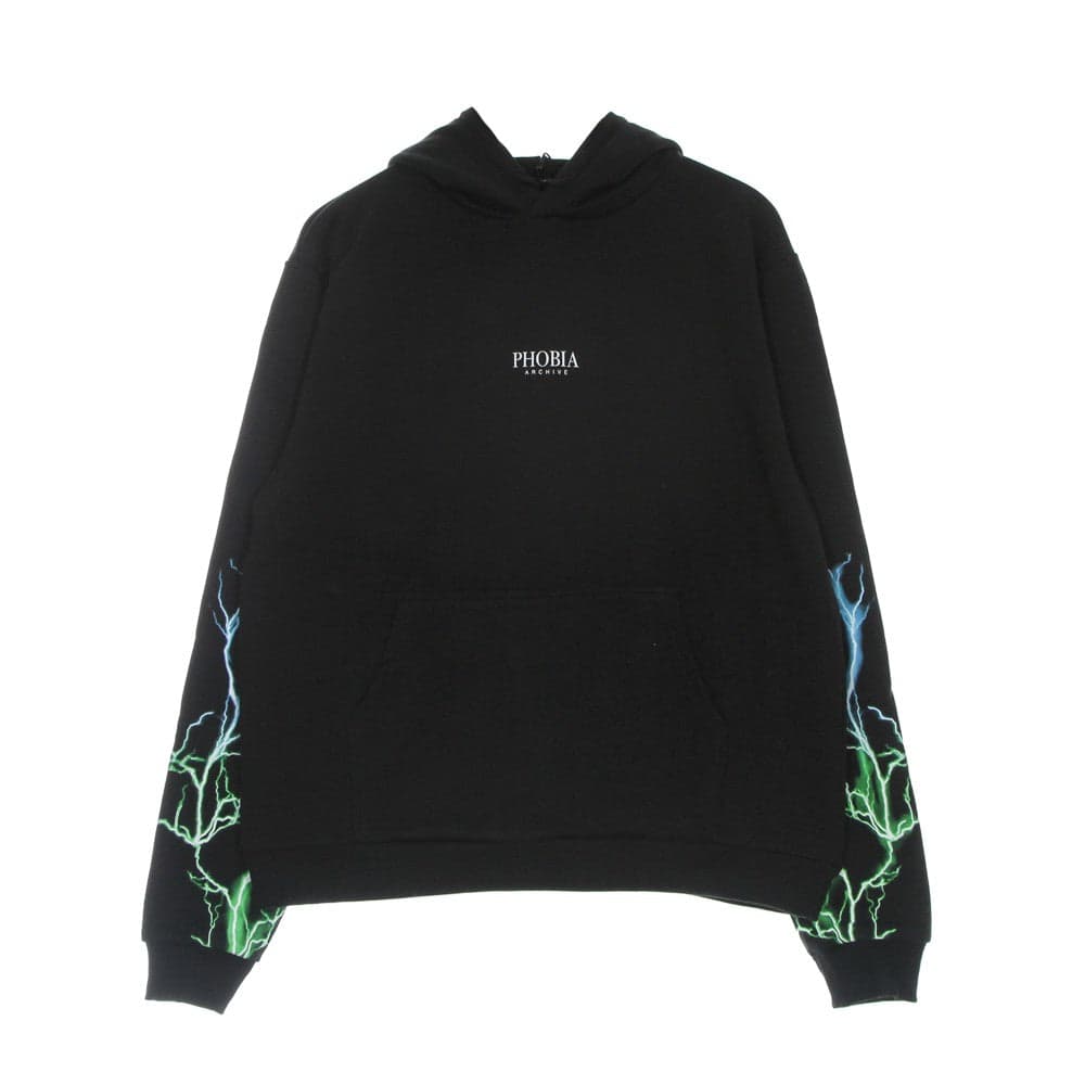 PHOBIA Felpa Leggera Cappuccio Uomo Lightning Hoodie Black/green/lightblue - 4
