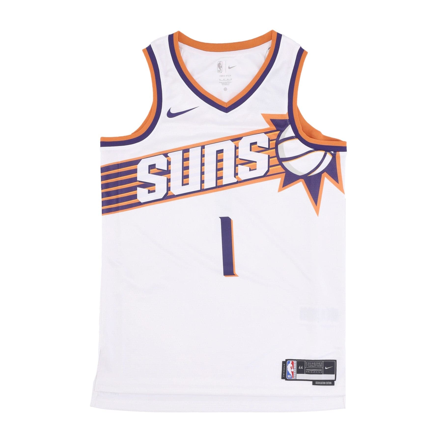 NIKE NBA Canotta Basket Uomo Nba Dri Fit Swingman Jersey No 1 Devin Booker Phosun White – arancione