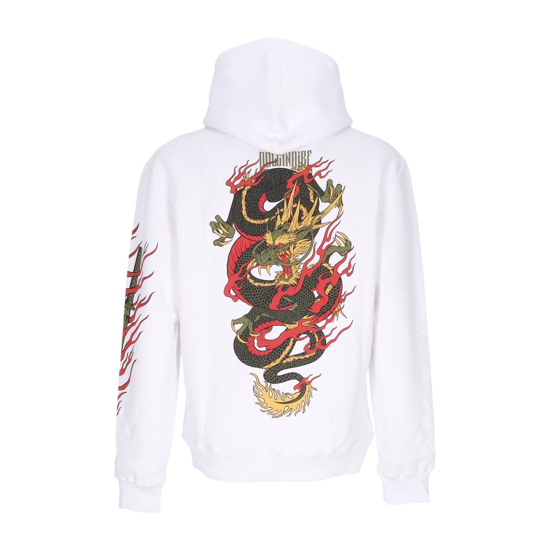 DOLLY NOIRE Felpa Cappuccio Uomo Ryu Dragon Hoodie White - 3