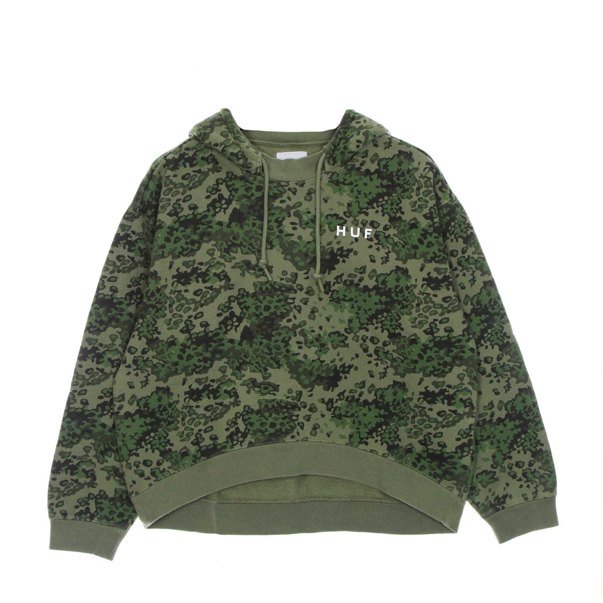 HUF Felpa Cappuccio Donna Contra Mockneck Po Hoodie Green Camo - 5