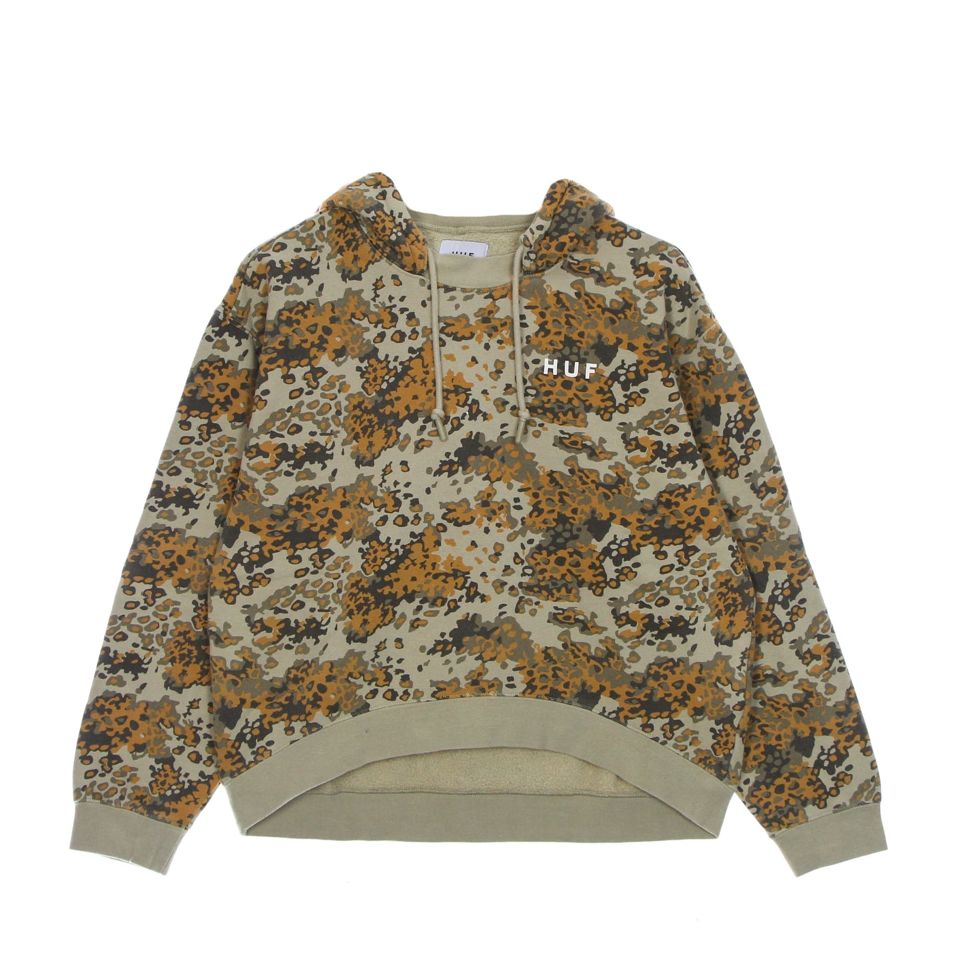 HUF Felpa Cappuccio Donna Contra Mockneck Po Hoodie Tan Camo - 5