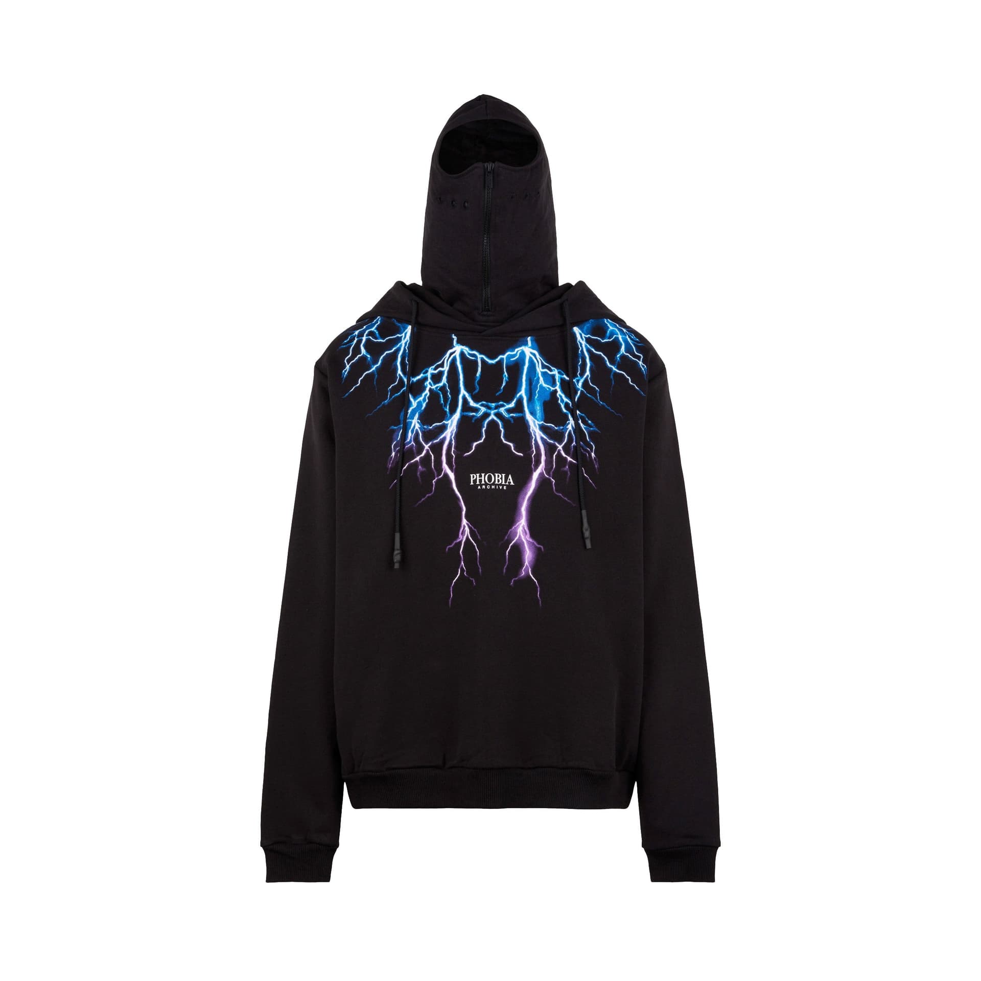PHOBIA Felpa Leggera Cappuccio Uomo Lightning Balaclava Hoodie Black/blue/purple - 4
