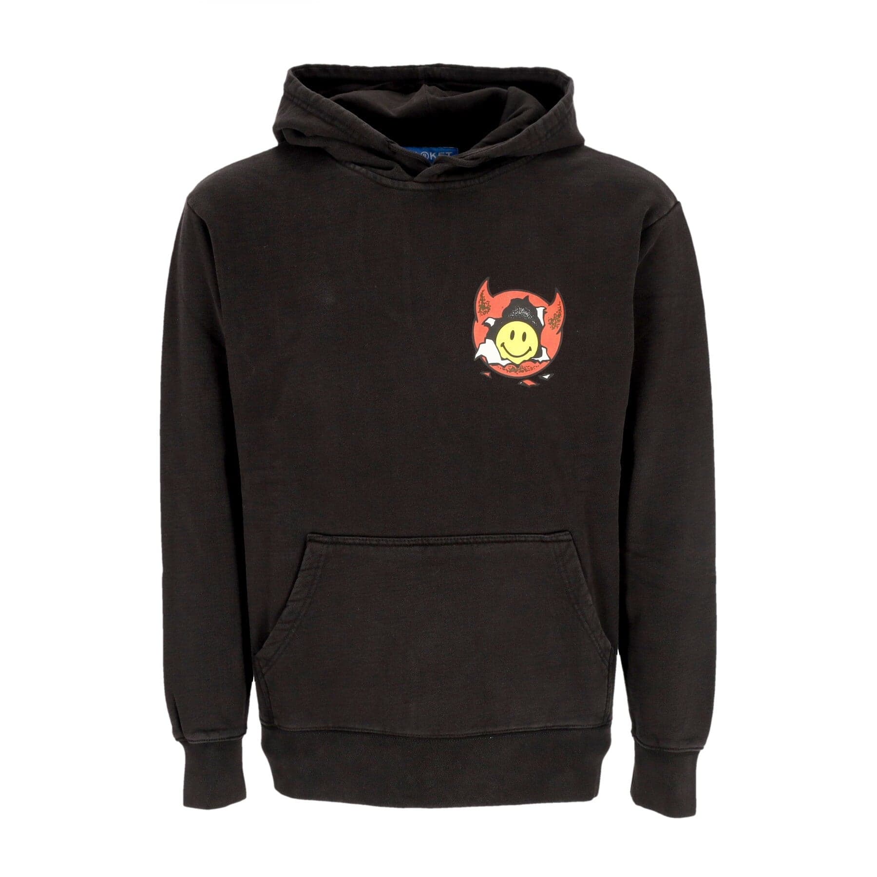 MARKET Felpa Cappuccio Uomo Smiley Inner Peace Pullover Hoodie Washed Black - 3