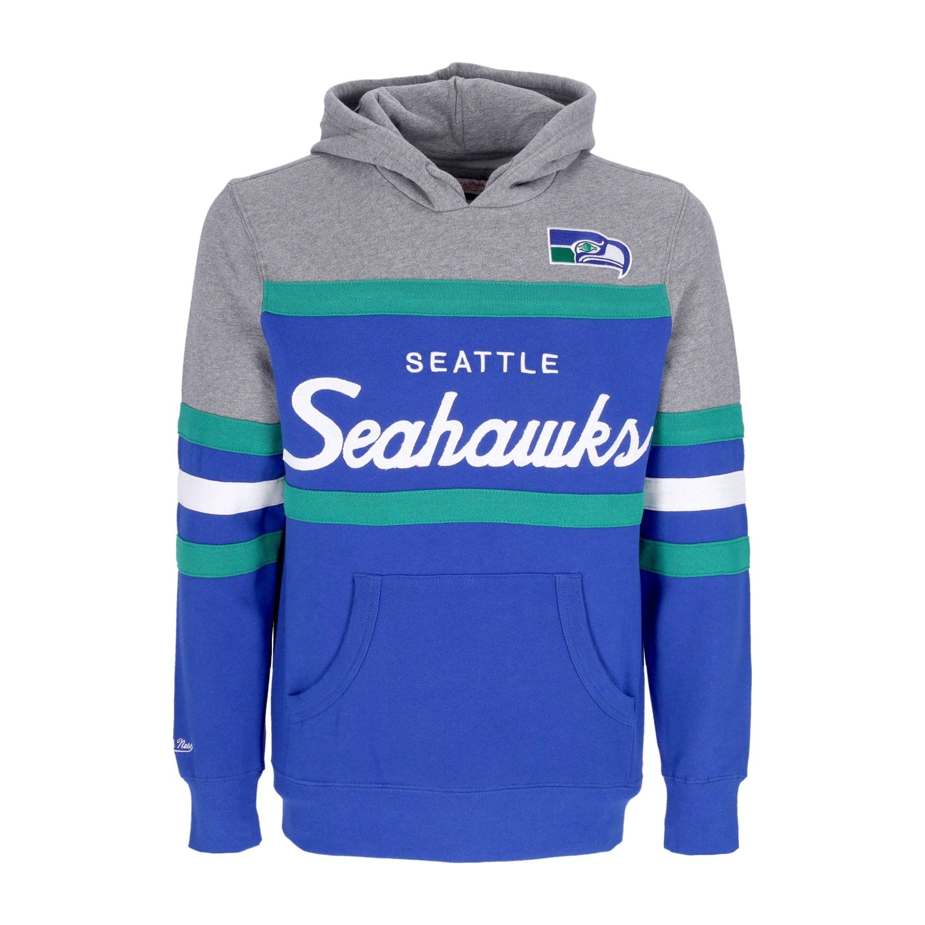 MITCHELL &amp; NESS Felpa Cappuccio Uomo Nfl Headcoach Hoodie Seasea Royal - 3