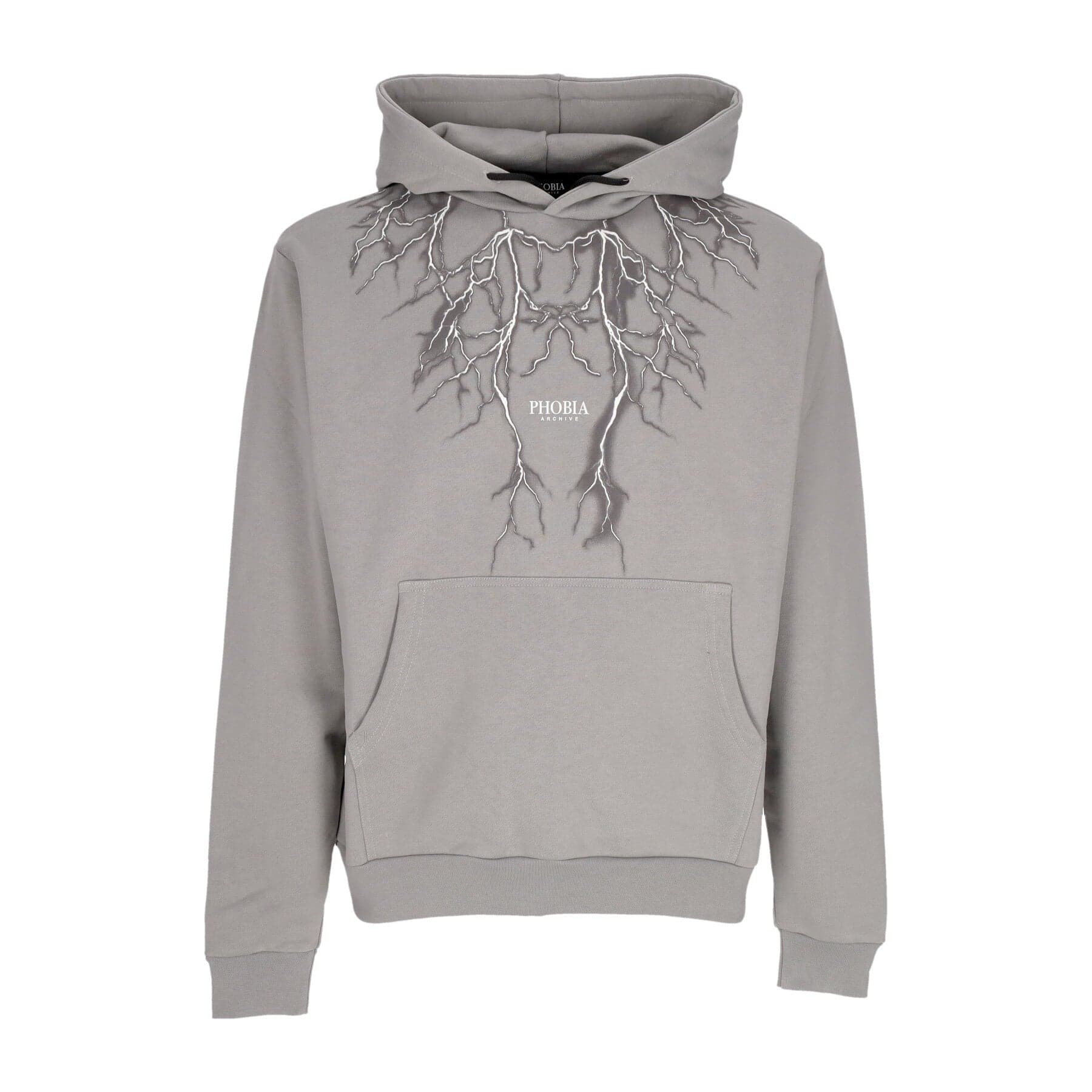 PHOBIA Felpa Leggera Cappuccio Uomo Lightning Print Hoodie Grey/grey - 5