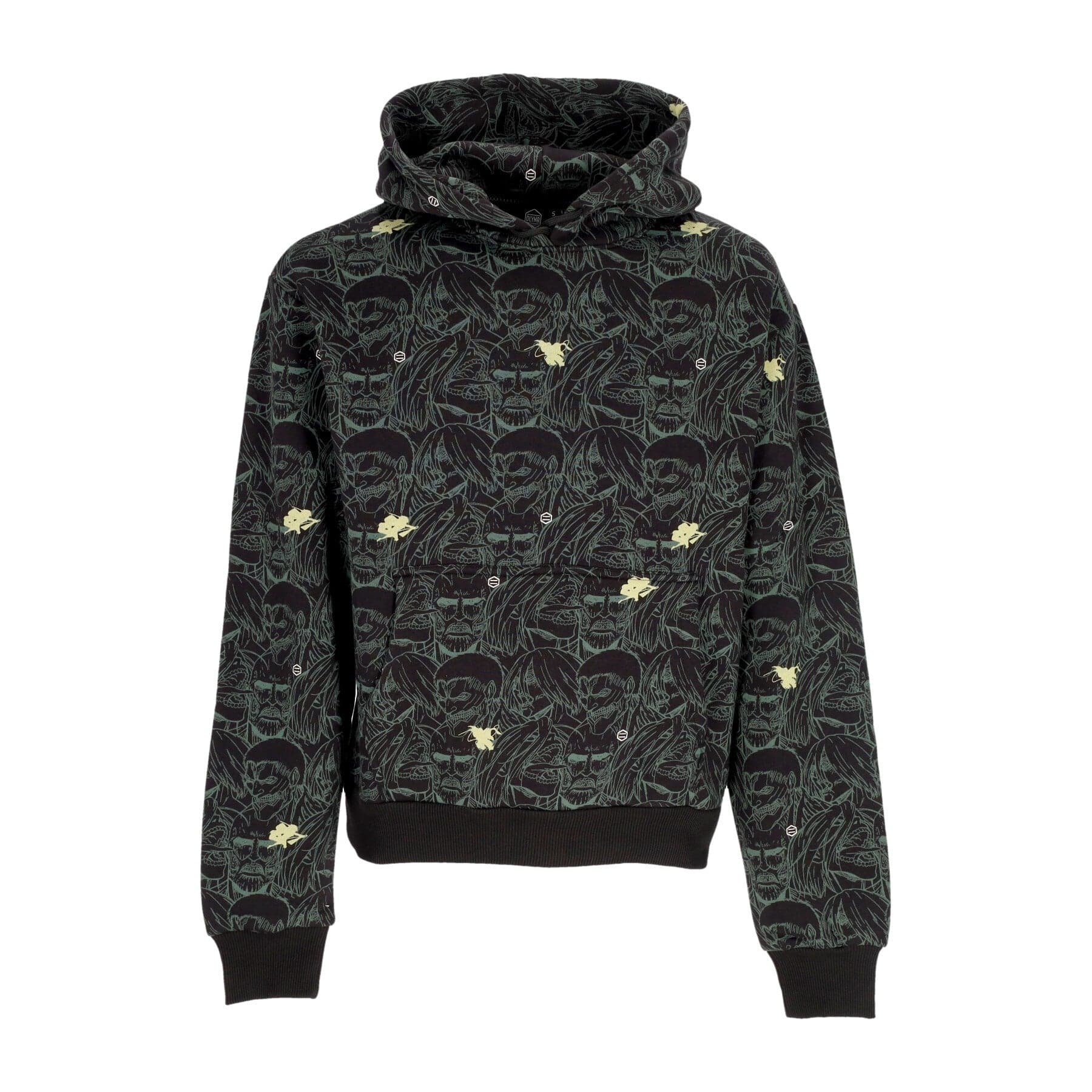 DOLLY NOIRE Felpa Cappuccio Uomo Aot Pattern Hoodie X Attack On Titan Black - 3