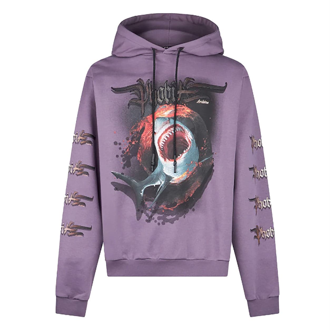 PHOBIA Felpa Leggera Cappuccio Uomo Shark Pprint Hoodie Purple - 3