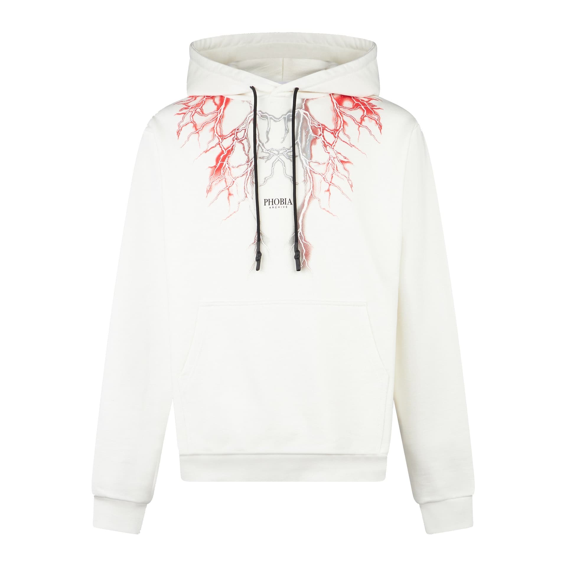 PHOBIA Felpa Leggera Cappuccio Uomo Lightning Hoodie White/red/grey - 3