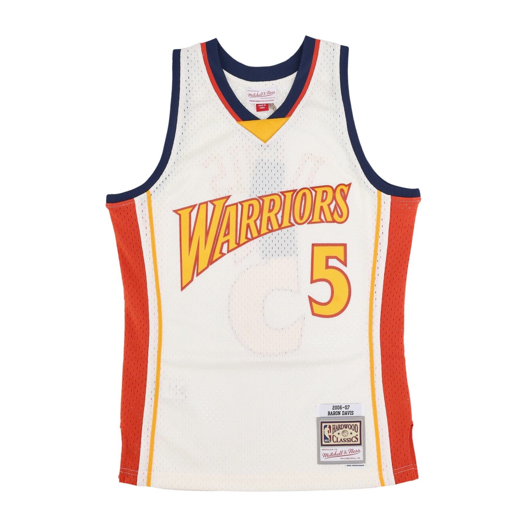 MITCHELL &amp; NESS Canotta Basket Uomo Nba Off White Team Color Swingman Jersey Hardwood Classics 2006 No 5 Baron Davis Golwar Off White - 5