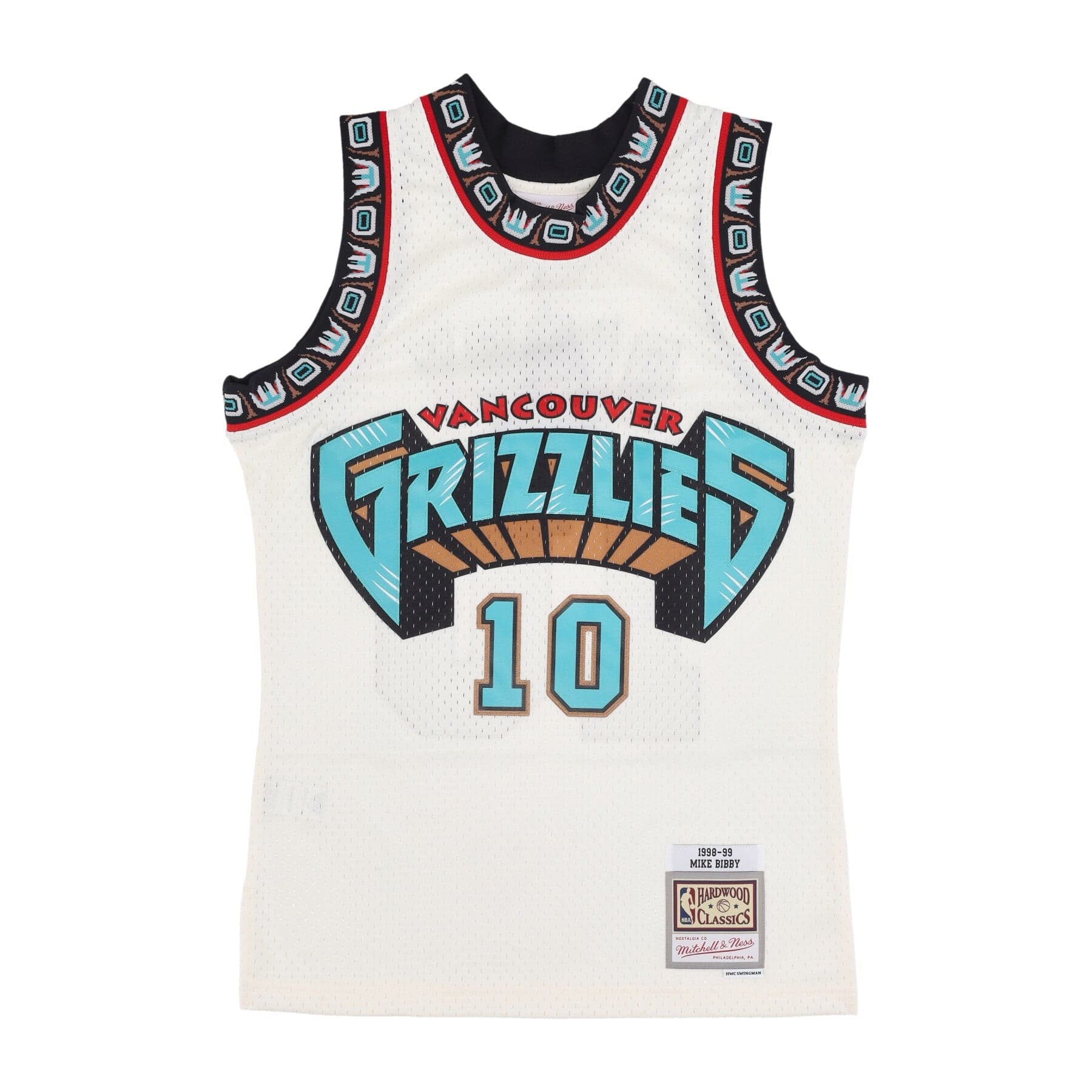 MITCHELL &amp; NESS Canotta Basket Uomo Nba Off White Team Color Swingman Jersey Hardwood Classics 1998 No 10 Mike Bibby Vangri Off White - 4