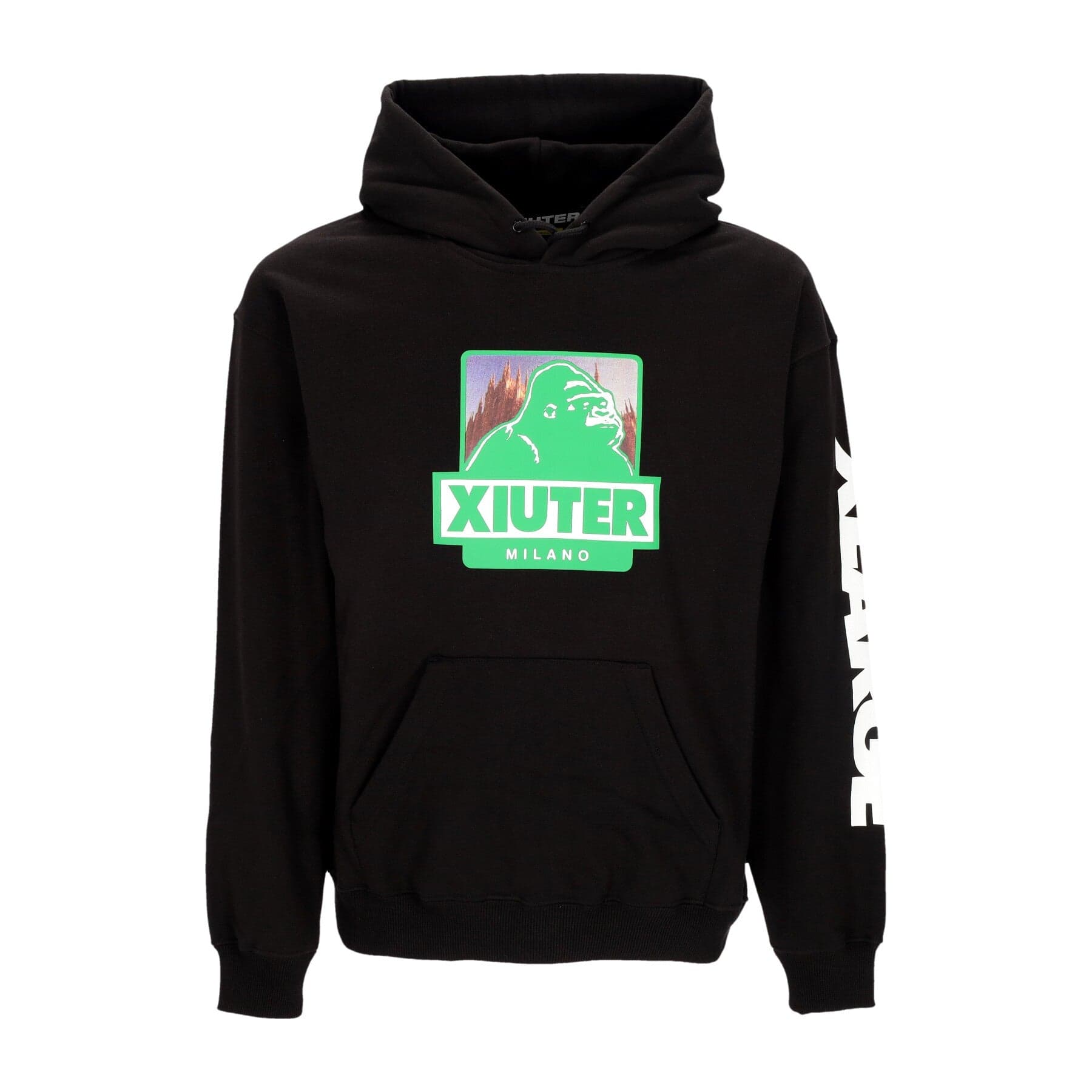 IUTER Felpa Leggera Cappuccio Uomo Xiuter Logo Hoodie Black - 3