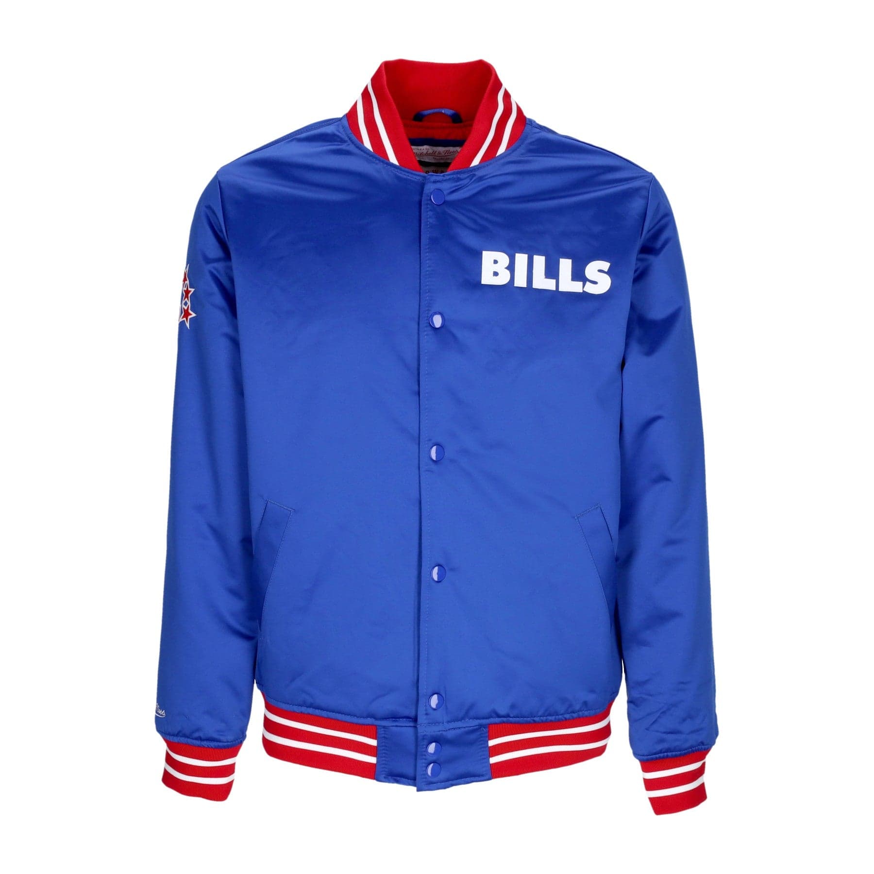 MITCHELL &amp; NESS Giubbotto Bomber Uomo Nfl Heavyweight Satin Jacket Bufbil Original Team Colors - 6